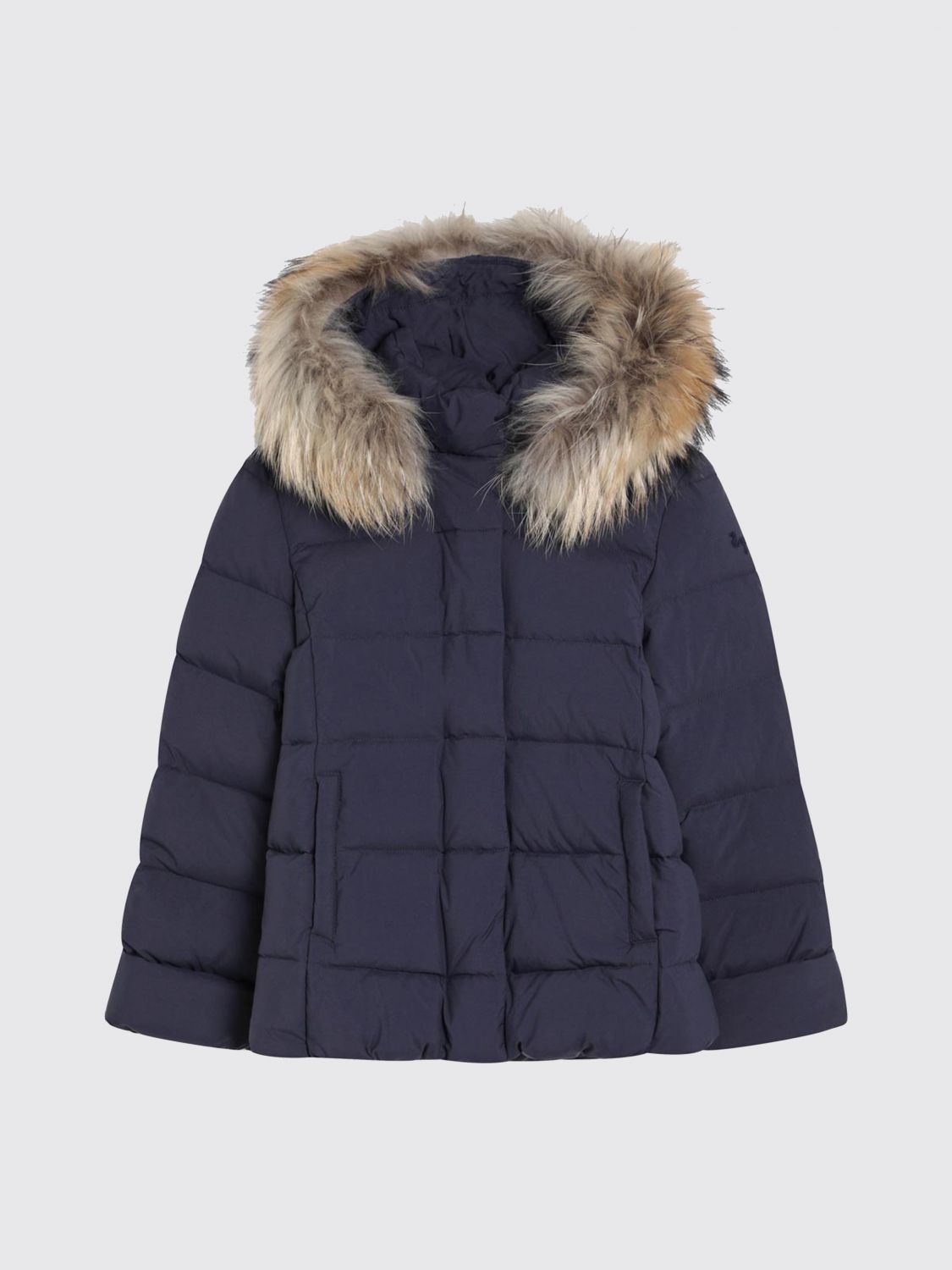 Il Gufo Blue Nylon Hooded Down Jacket In Blue