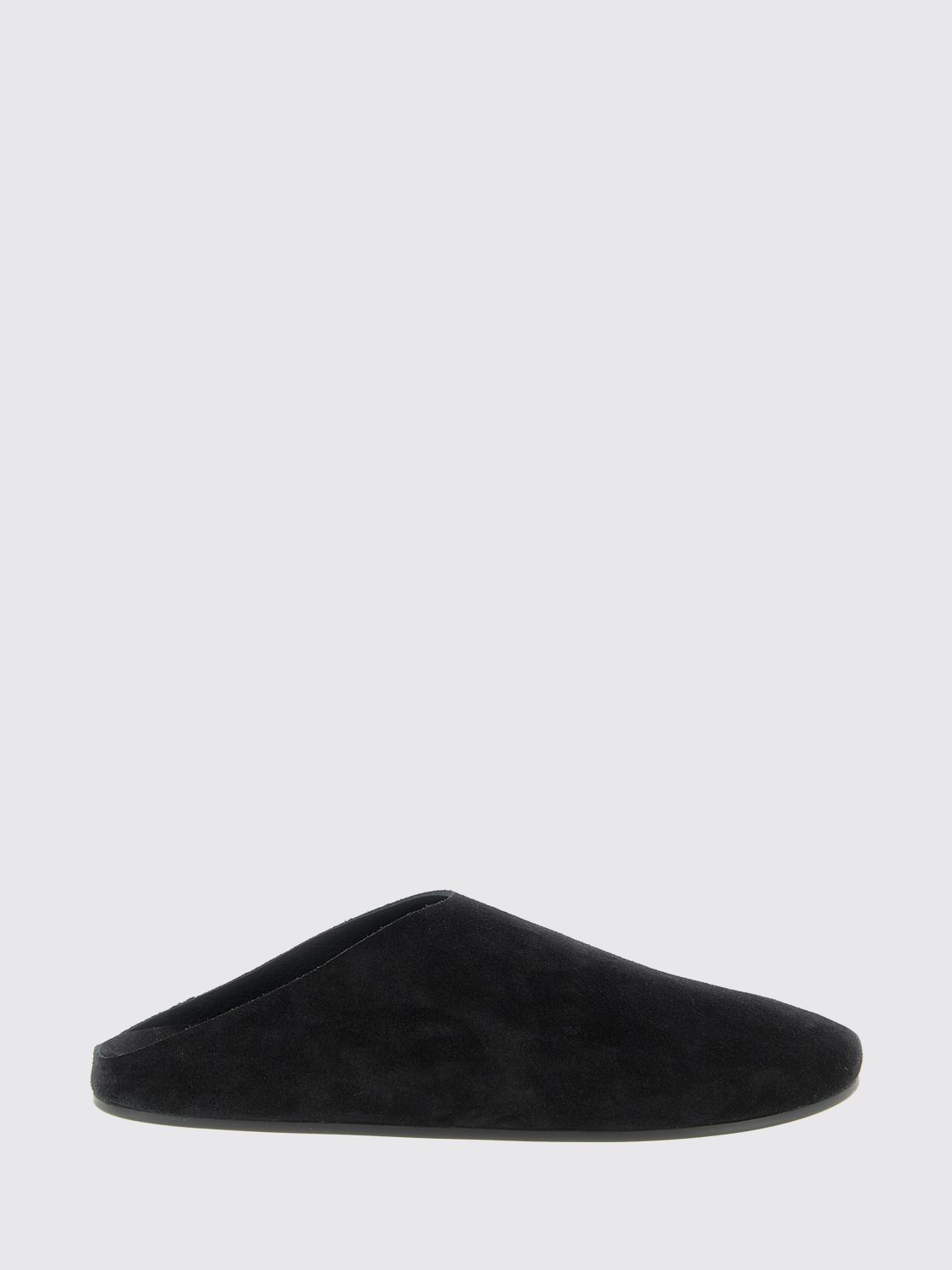 The Row Slippers Hudson In Pelle Scamosciata Nera Uomo In Black