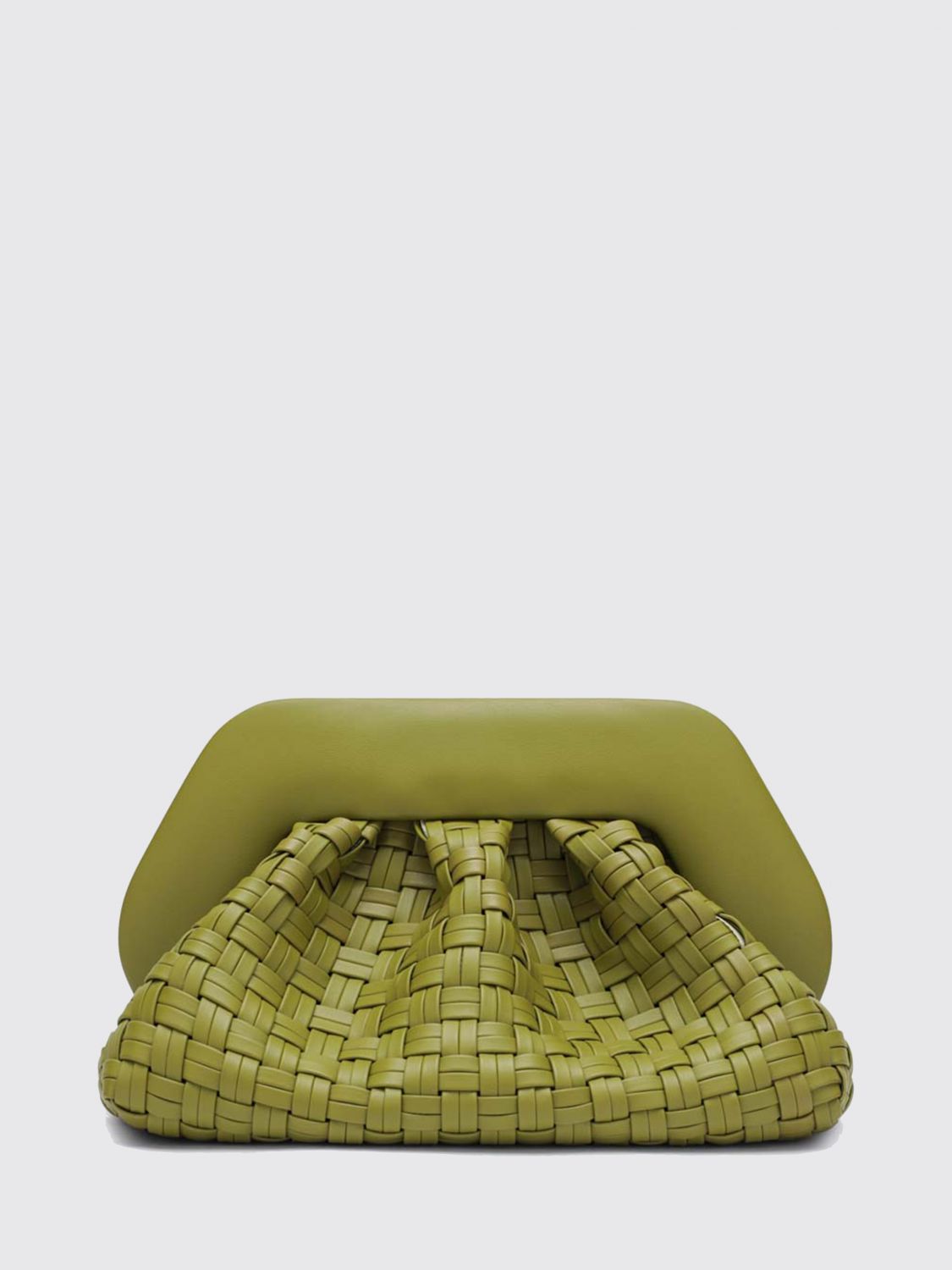 Themoirè Braided Tia Clutch Bag With Rectangular Frame In Green