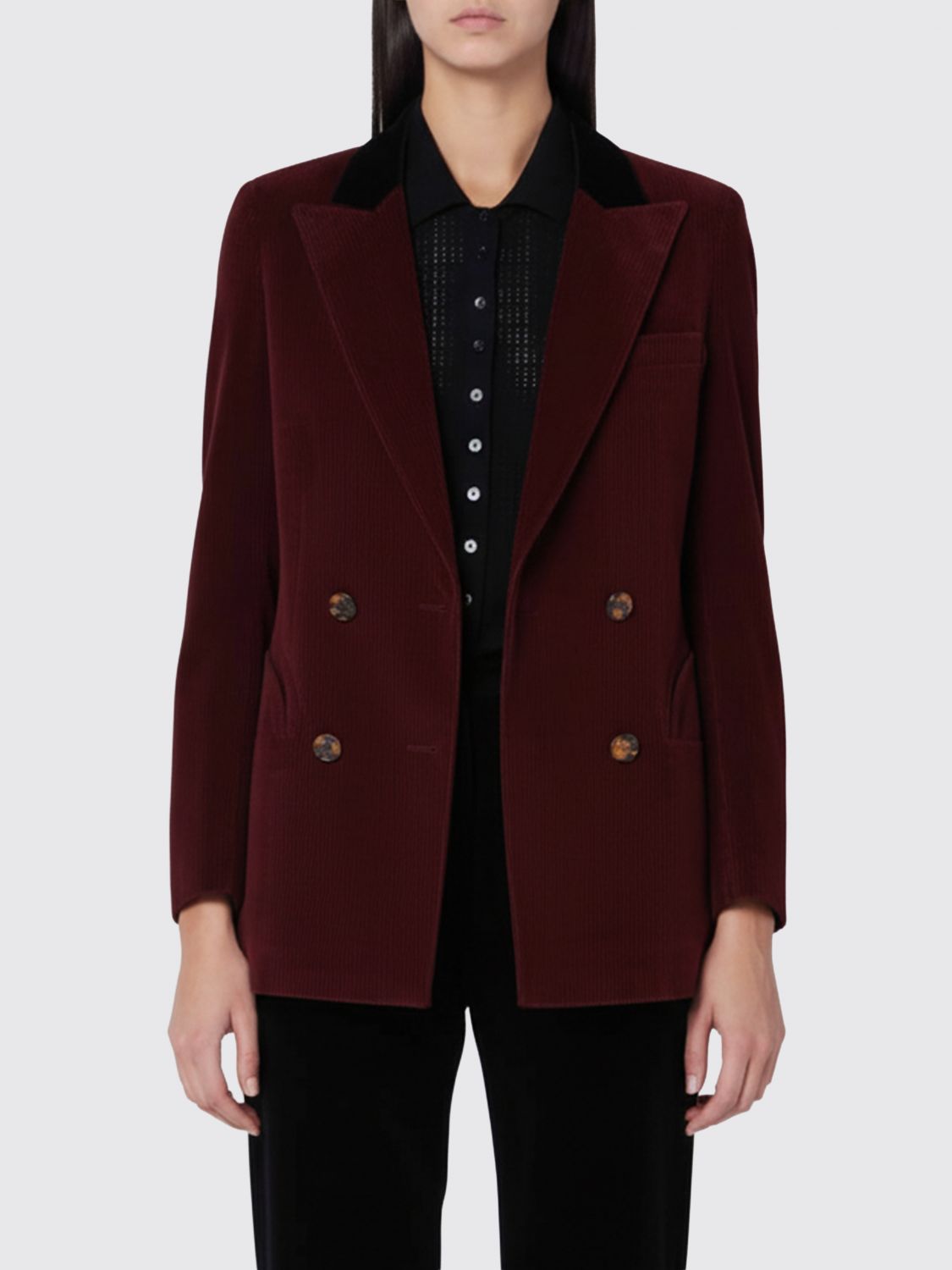 Blazé Milano Blazer Classic Touch In Bordeaux Velvet In Burgundy