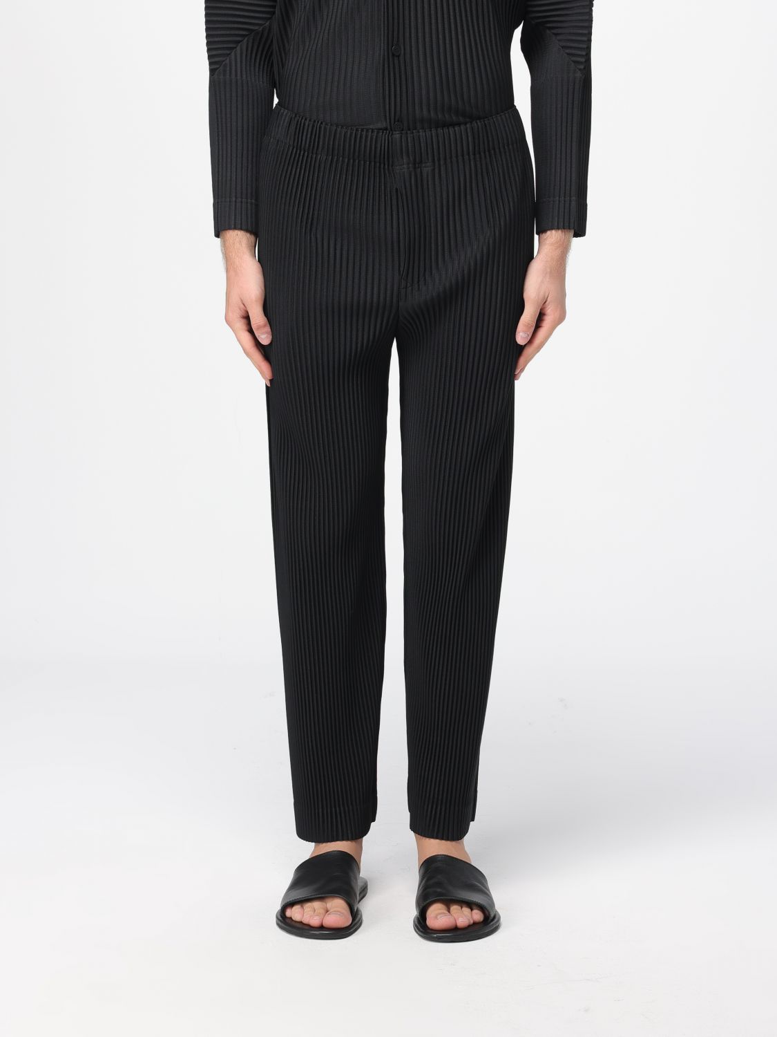 Issey Miyake Pants Homme Plisse' Men Color Black In Black