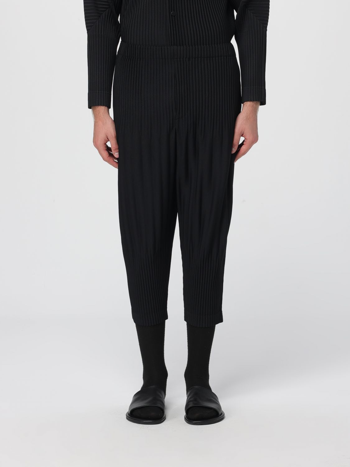 Issey Miyake Pants Homme Plisse' Men Color Black In Black