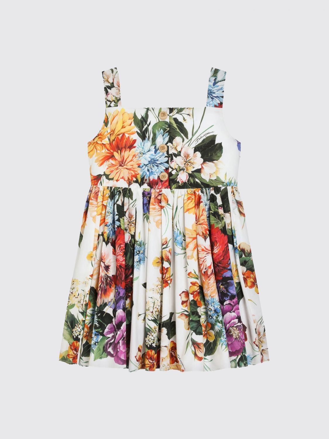 Dolce & Gabbana Flower-print Poplin Dress In Multi