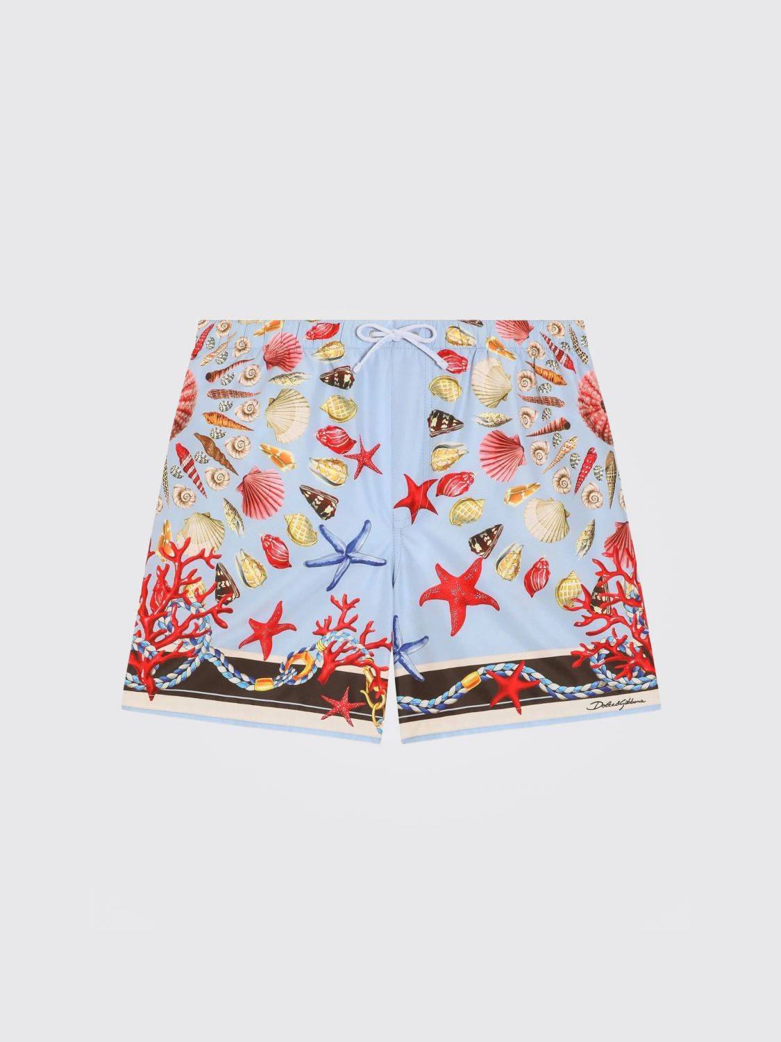 Dolce & Gabbana Shell-print Swim Shorts In Blue