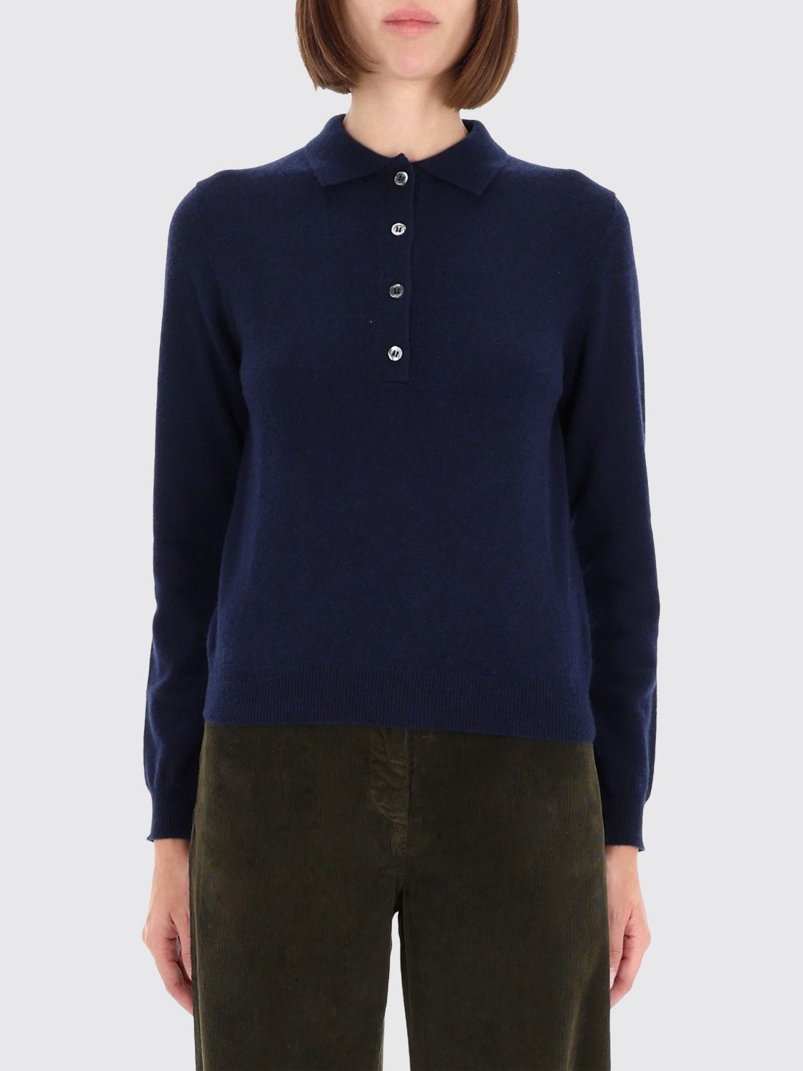 Aspesi Cashmere Polo Shirt In Blue