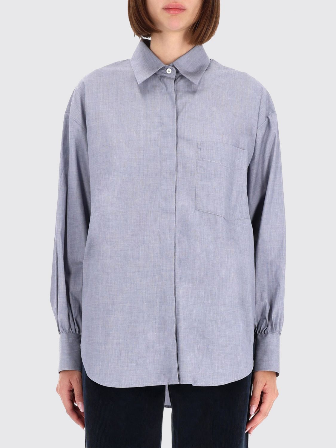 Aspesi High Collar Shirt In Blue