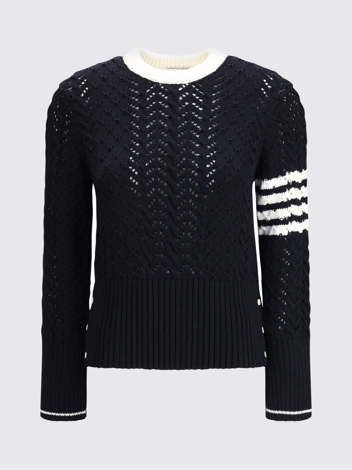 Thom Browne Cable-knit Pointelle-stitch Jumpers In Black