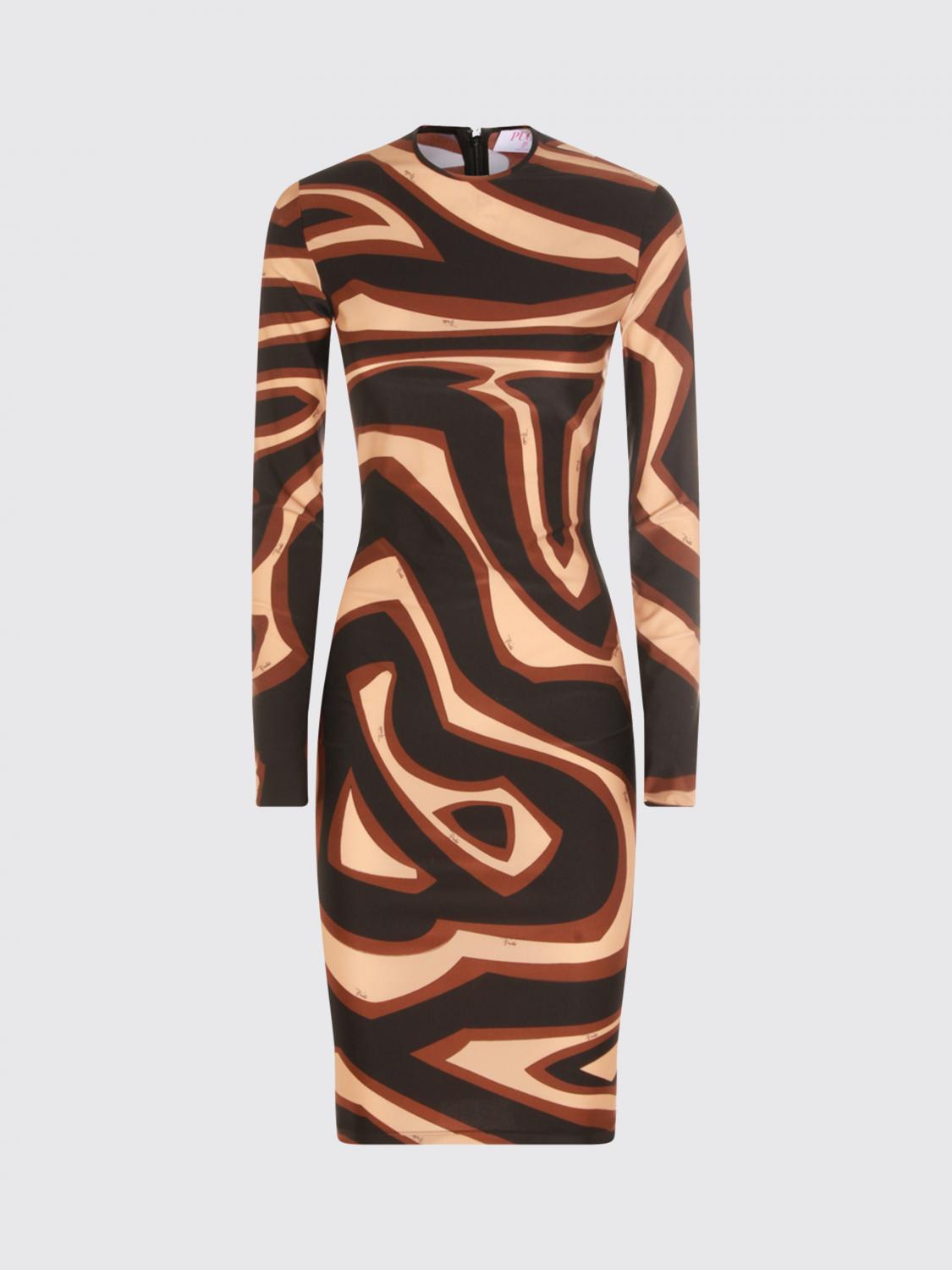 Pucci Black And Gold Viscose Dress In Black