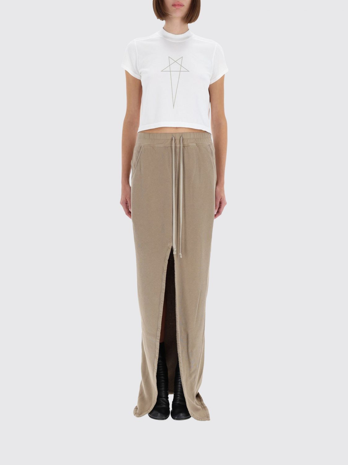 Rick Owens Drkshdw "cropped Small" T-shirt In Brown