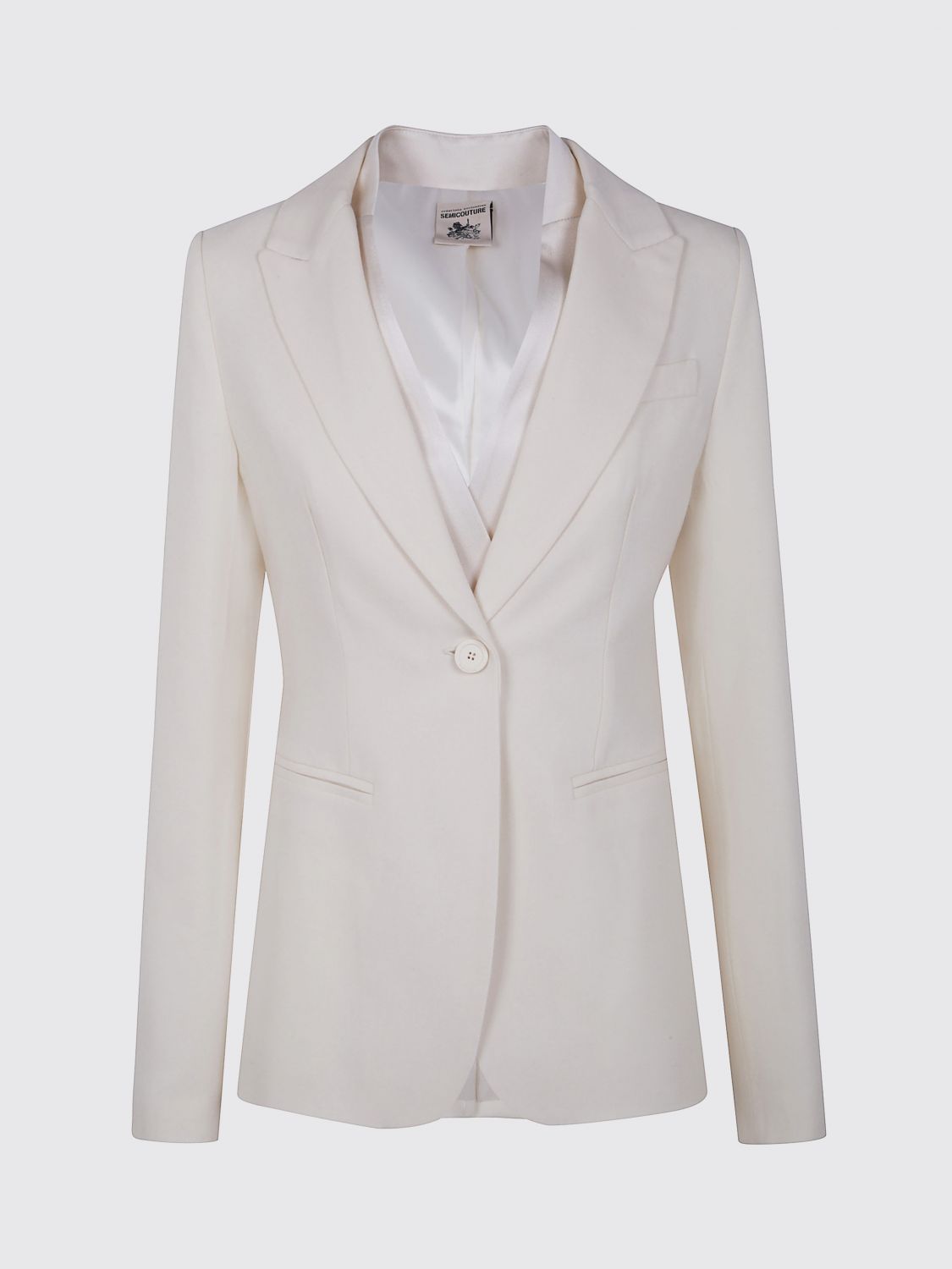 Semicouture Tailored Jacket Notched Lapels In White
