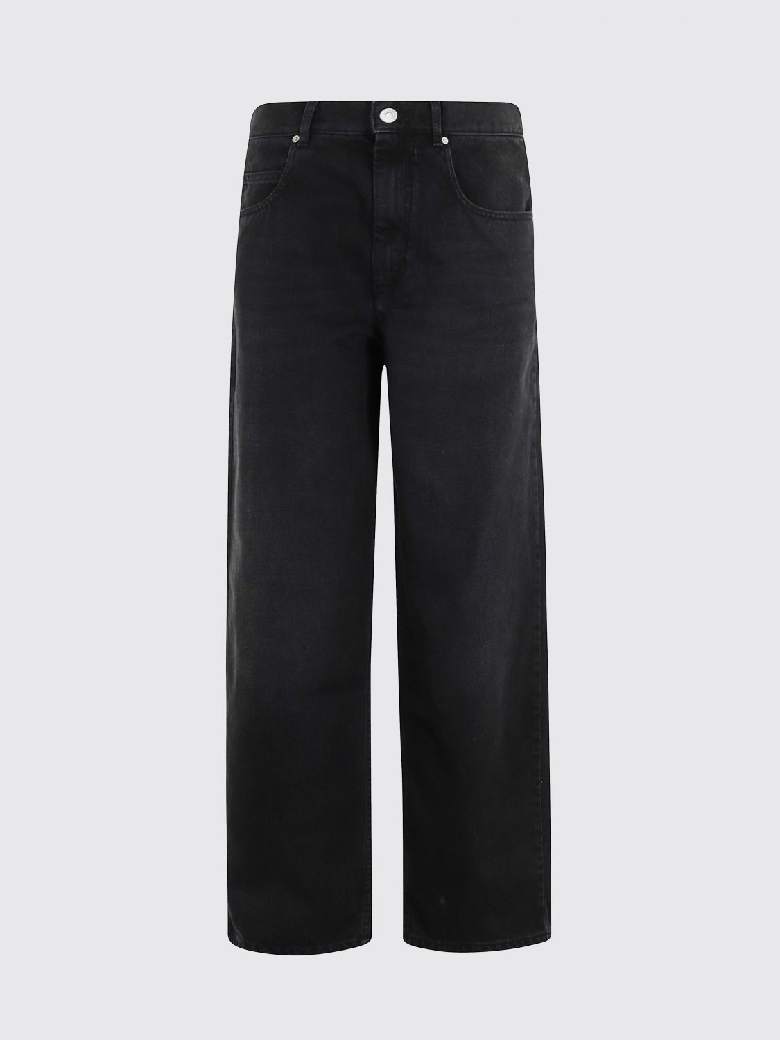 Isabel Marant Distressed Denim Trousers With Wide-leg Design In Black