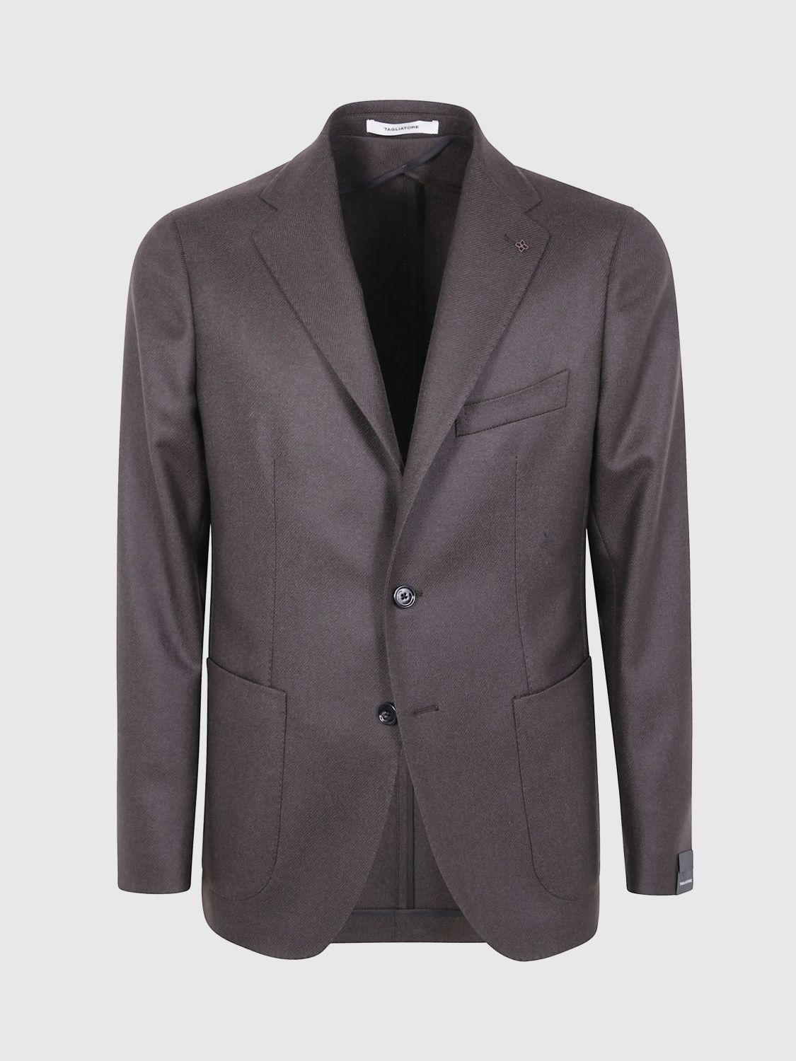 Tagliatore Textured Wool Monopetto Jacket With Lapel Neckline In Gray