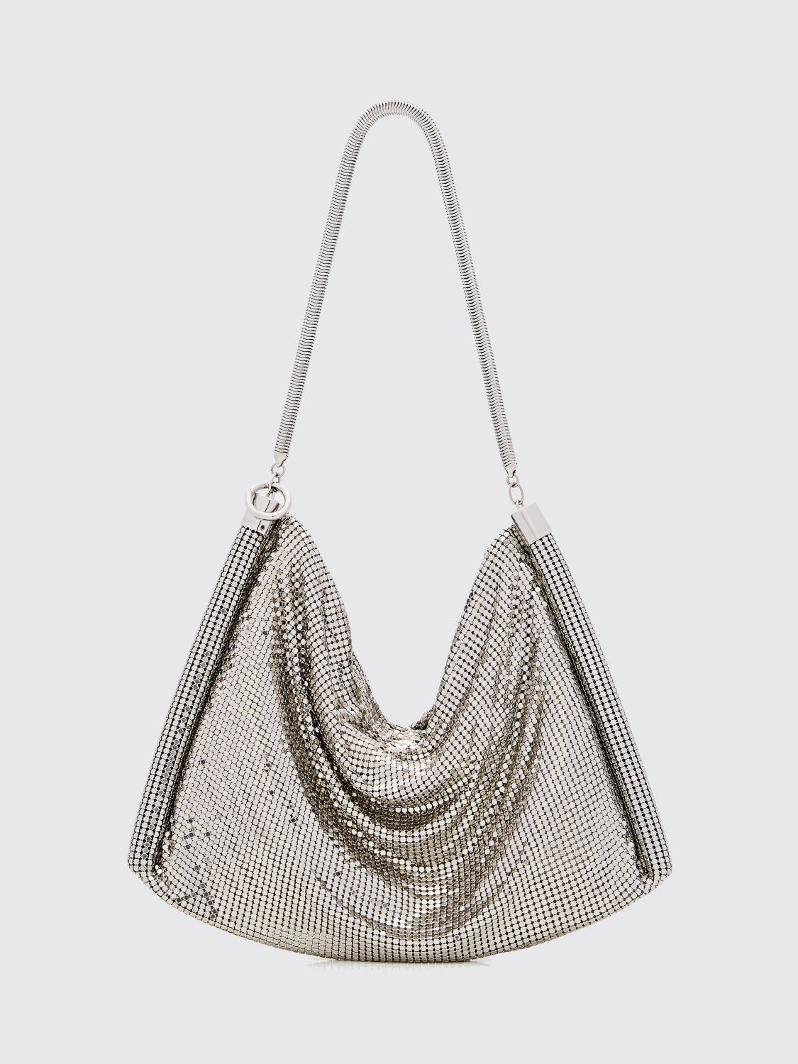 Rabanne Pixel Tube Aluminum Shoulder Bag In Silver