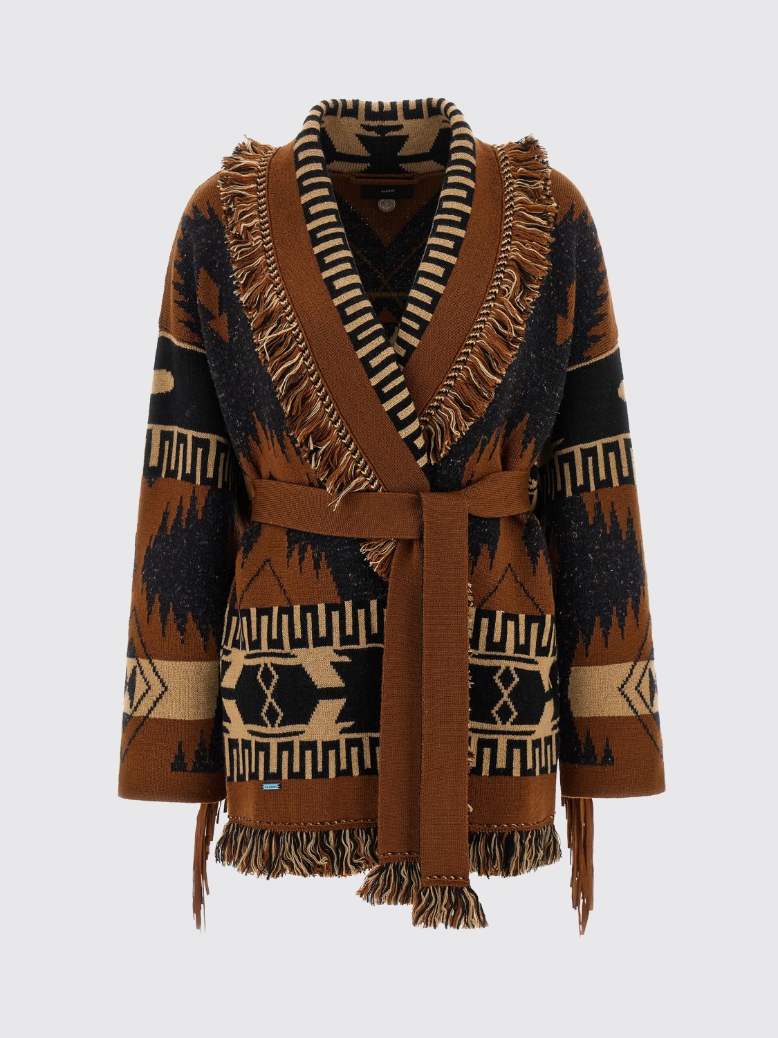 Alanui Dreamscape Jacquard Cardigan In Black/brown In Brown