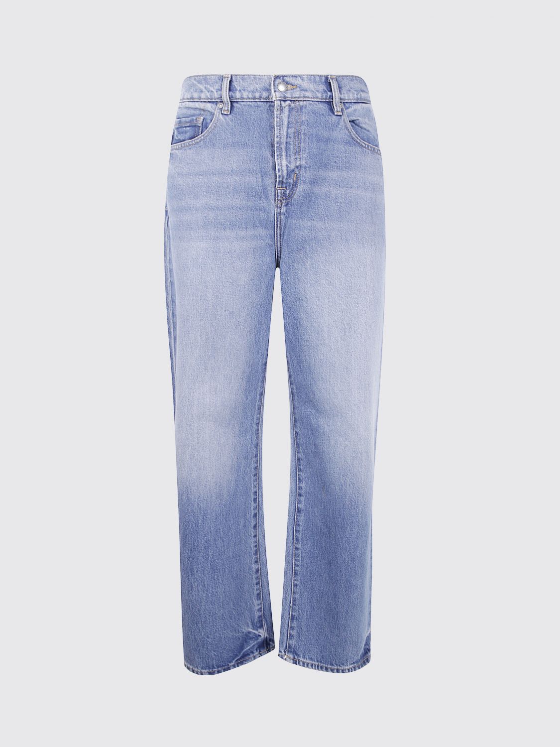 7 For All Mankind "calie" Straight Ankle Fancy With Raw Cut In Blue