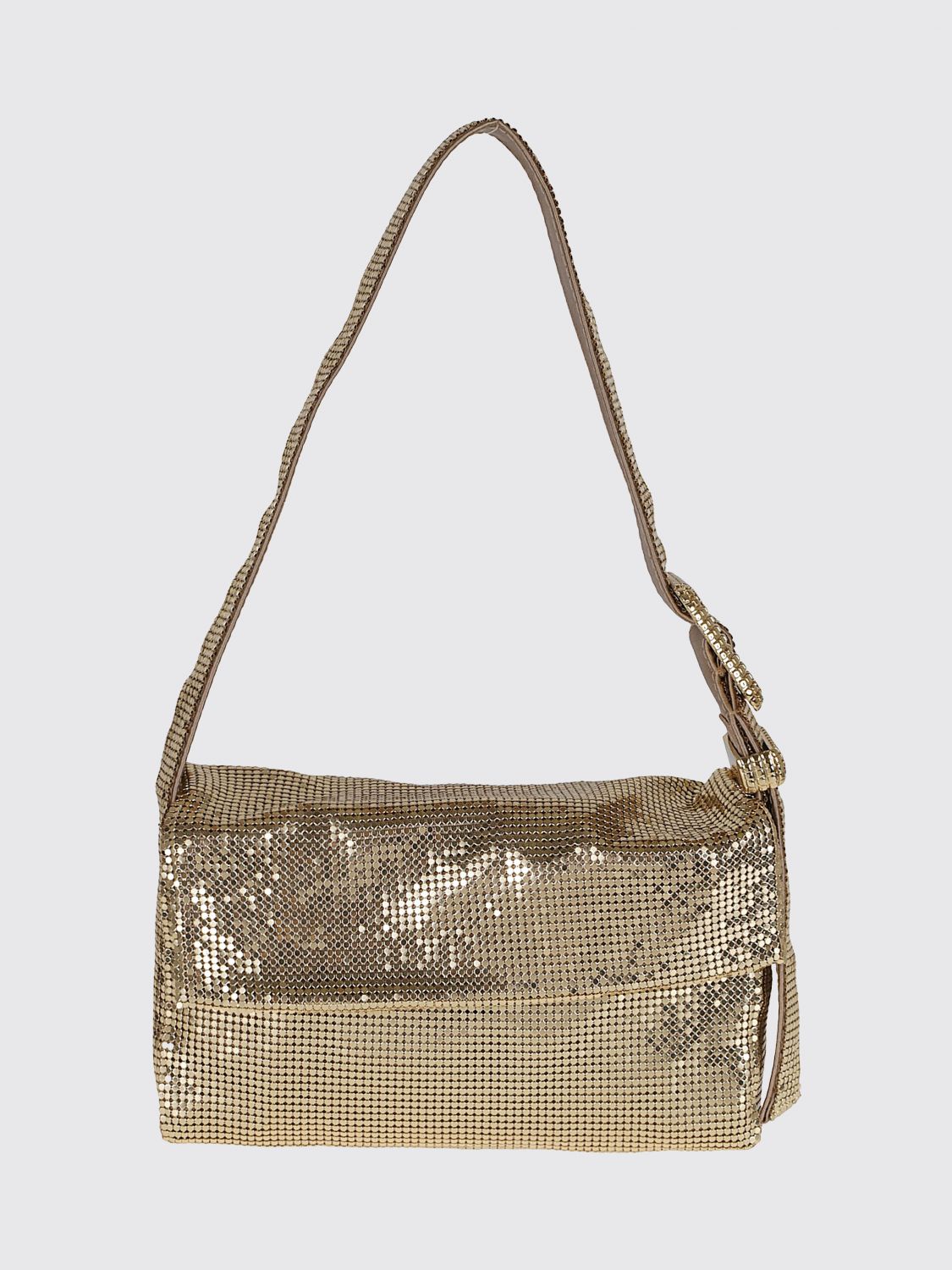 Benedetta Bruzziches Rectangular Soft Shoulder Bag Strap Detail In Gold