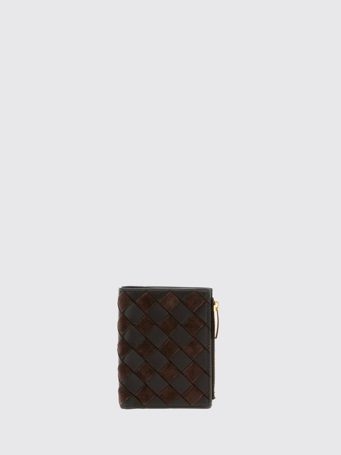 Bottega Veneta Woven Wallet Gold-tone Hardware In Brown