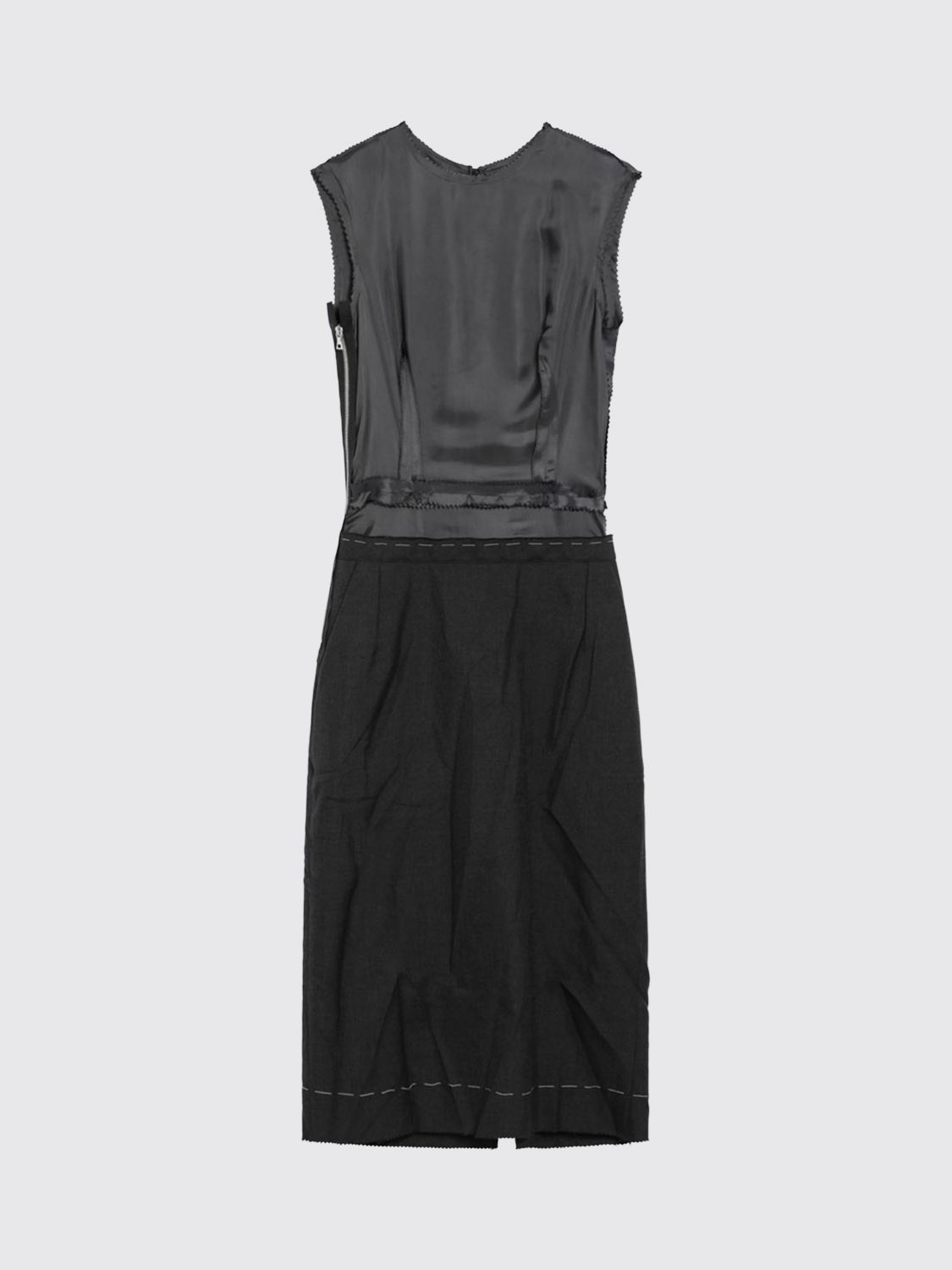 Maison Margiela Grey Mélange Sleeveless Dress In Gray