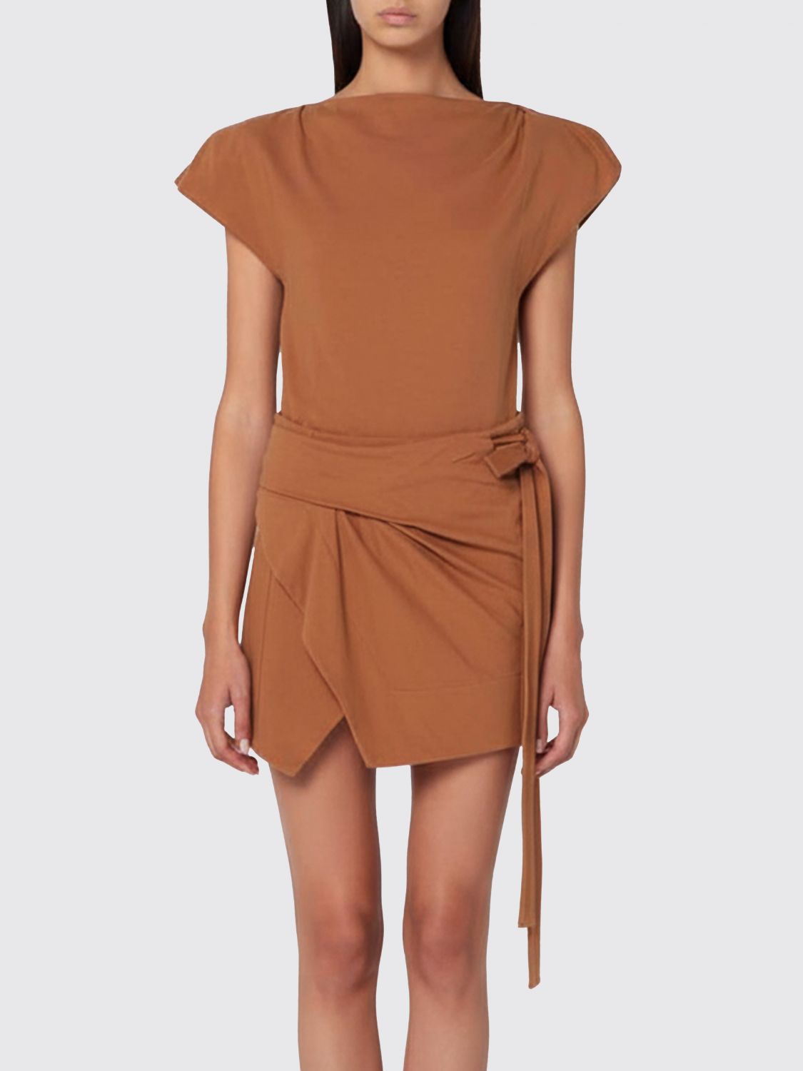 Isabel Marant Asymmetrical Sebani T-shirt In Caramel Colour In Multi