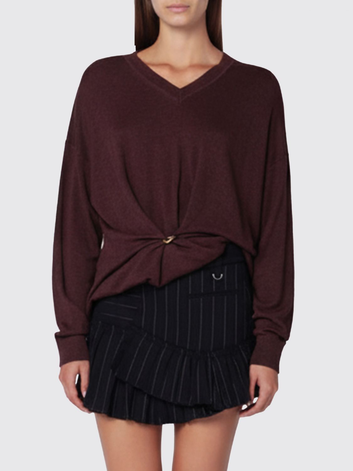 Isabel Marant Burgundy Draped Cosima Sweater In Multi