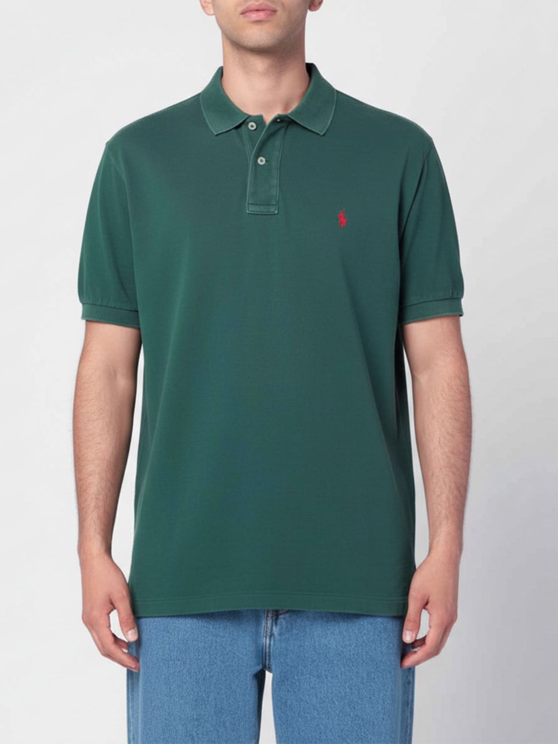 Polo Ralph Lauren Washed Forest Green Cotton Polo In Green