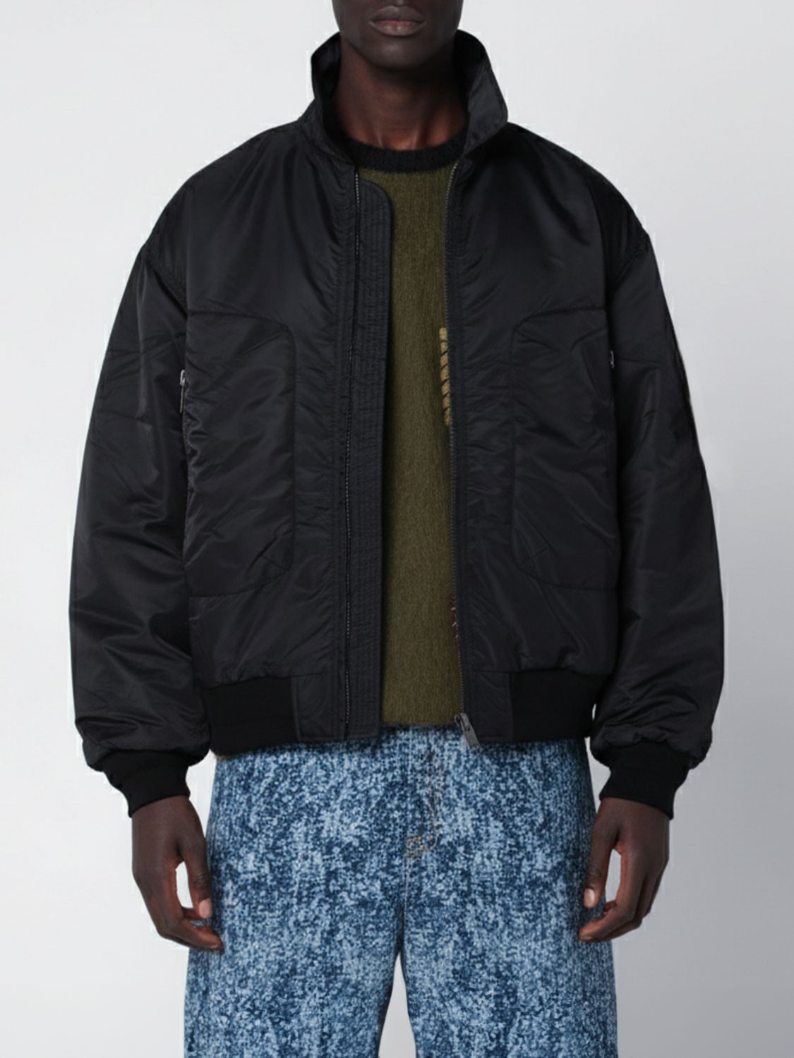 Brain Dead Black Nylon Zip Bomber Jacket In Black