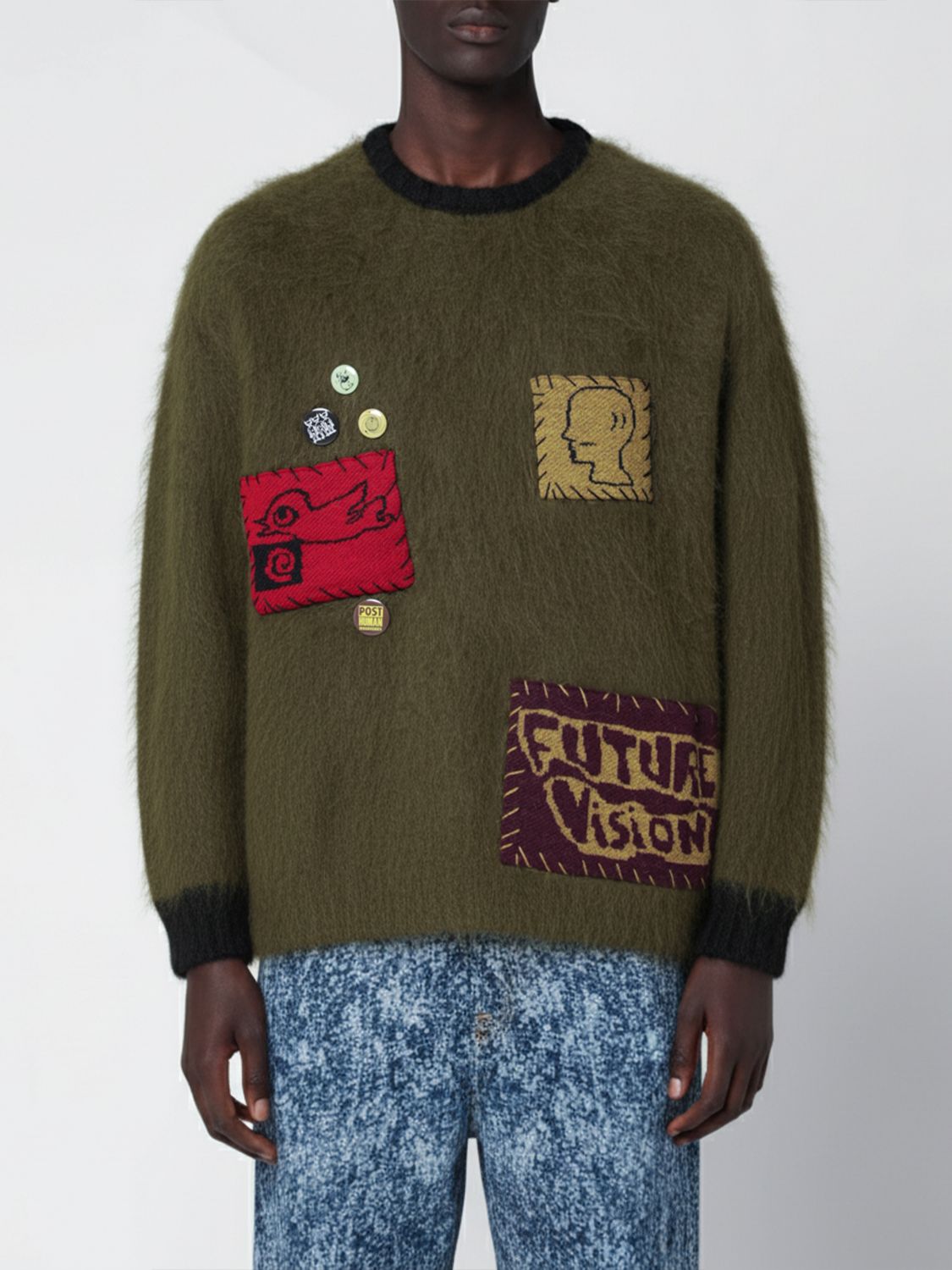 Brain Dead Future Vision Alpaca Knit Sweater In Green
