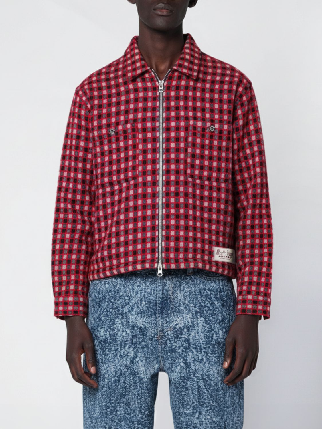 Brain Dead Red Check Overshirt In Red