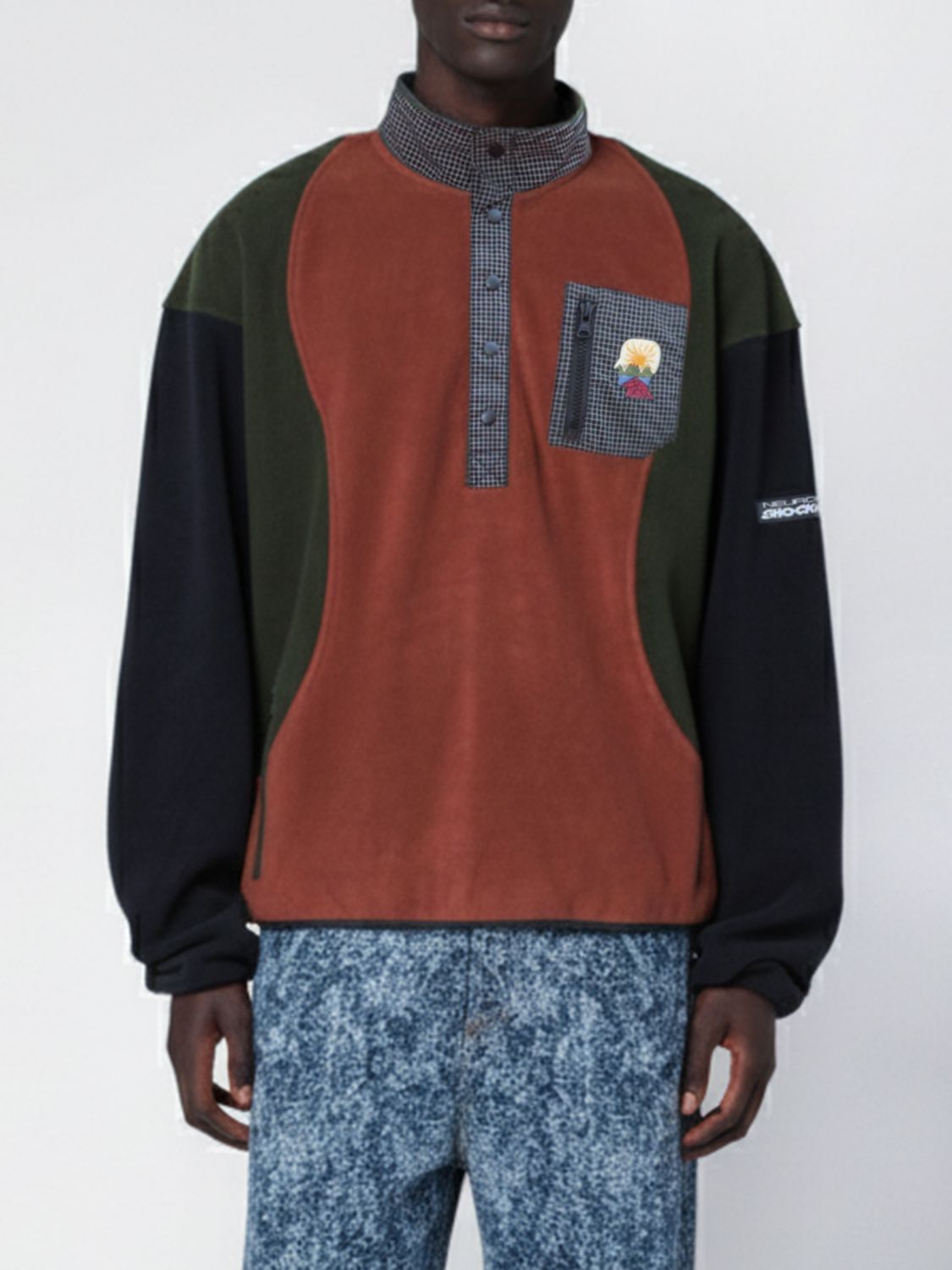 Brain Dead Equipment Ripstop Pullover Fleece Jacket In Blue