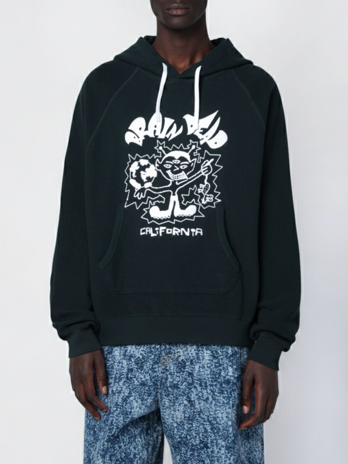 Brain Dead Graphic Print Hooded Sweatshirt And Pocket In Black