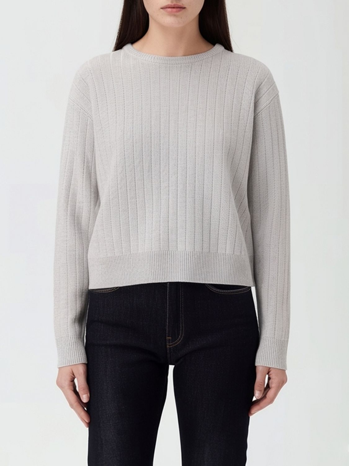 Eleventy Ribbed Crew-neck Sweater In Gray
