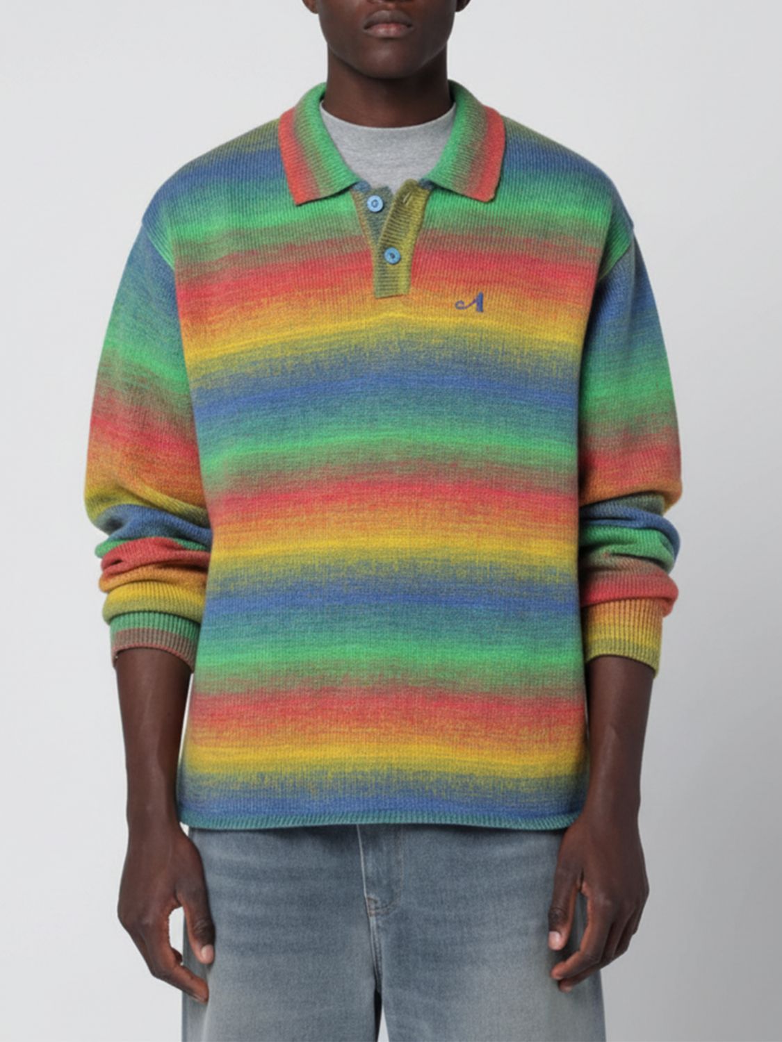 Awake Ny Multicolour Striped Polo Sweater In Multi