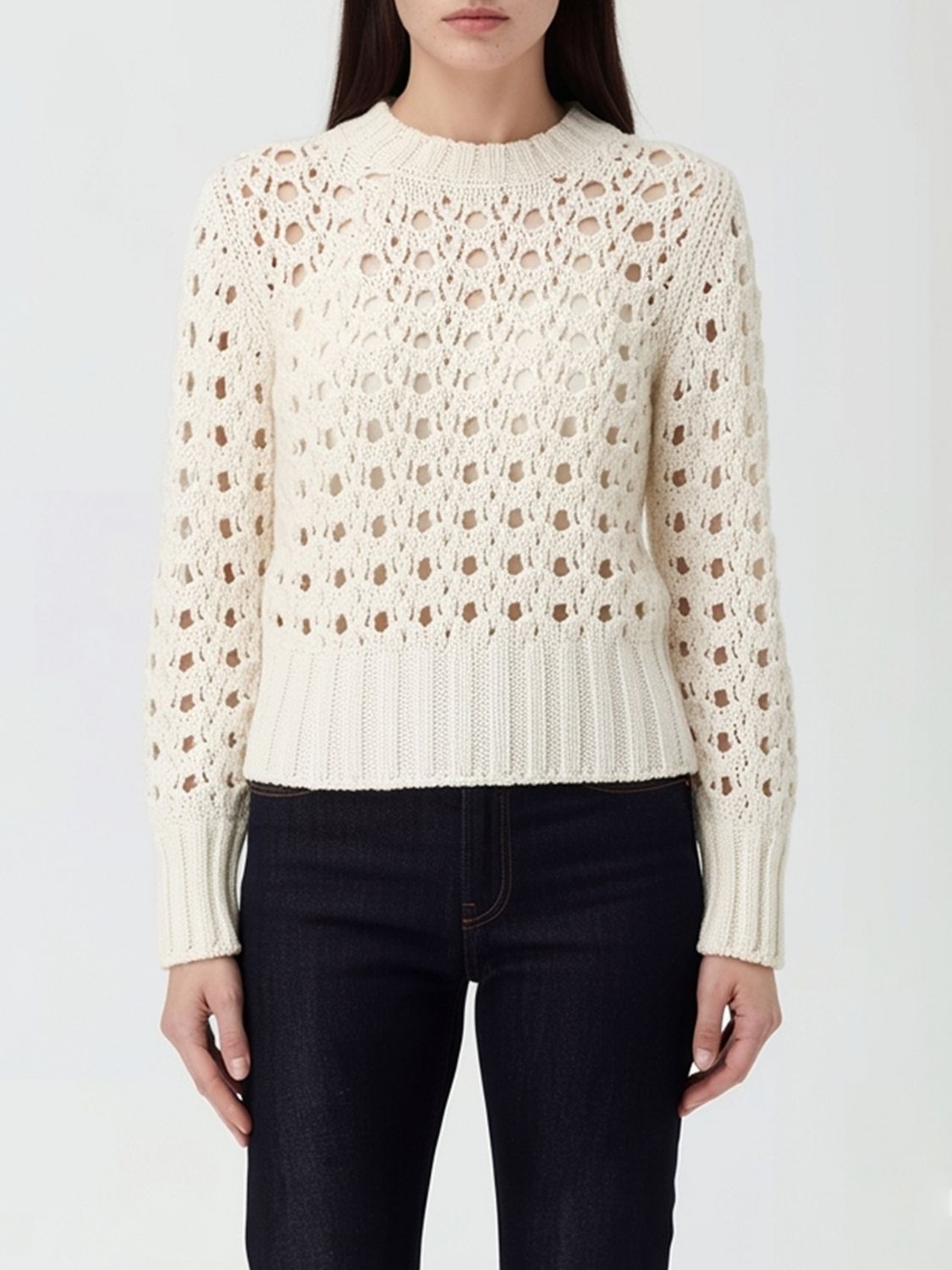 Eleventy Hole-pattern Wool Sweater In White