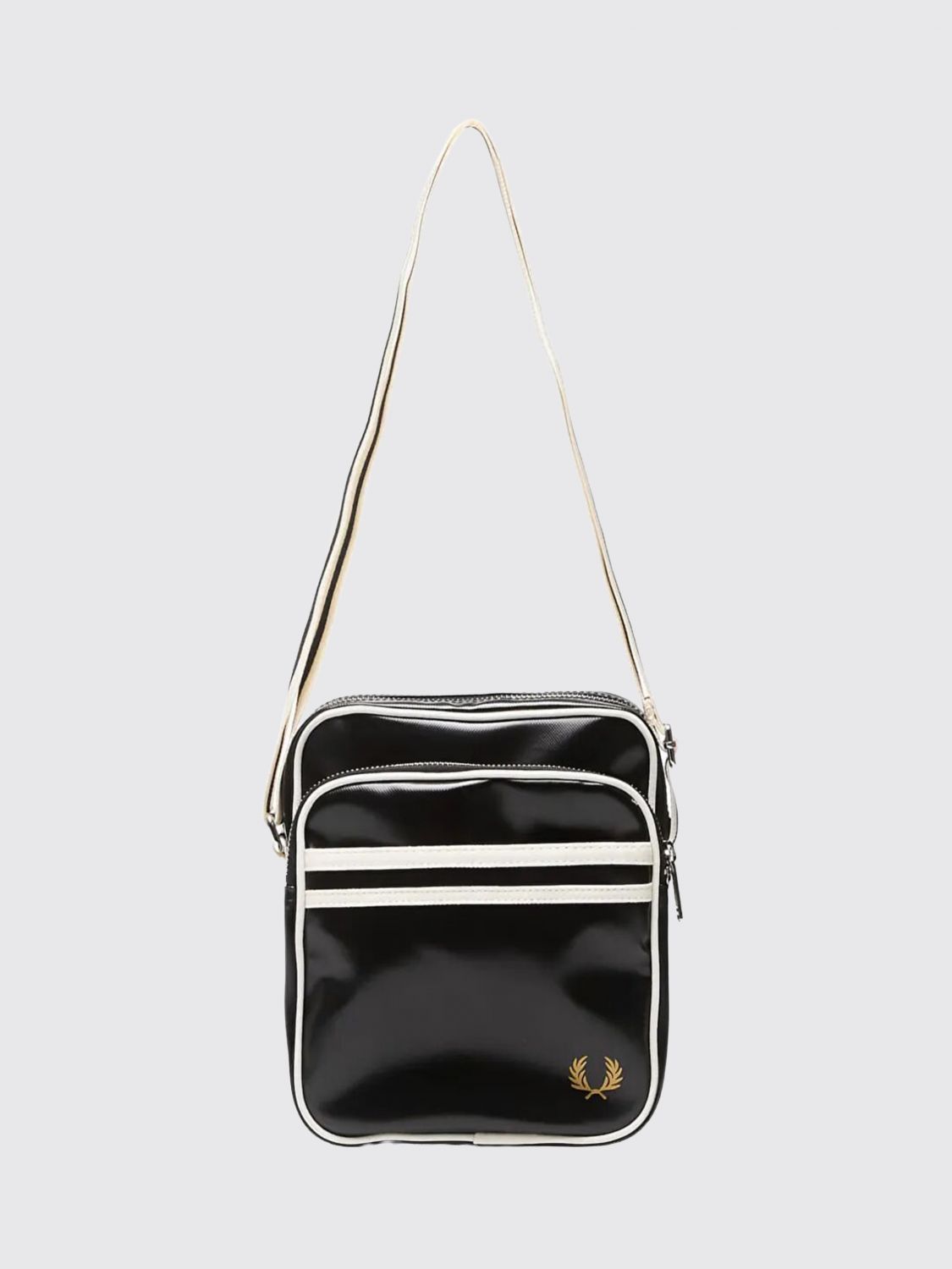 Fred Perry Black Canvas Crossbody Bag In Black