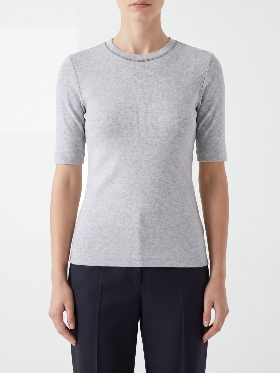 BRUNELLO CUCINELLI T-shirt in cotone con monile nickel-free