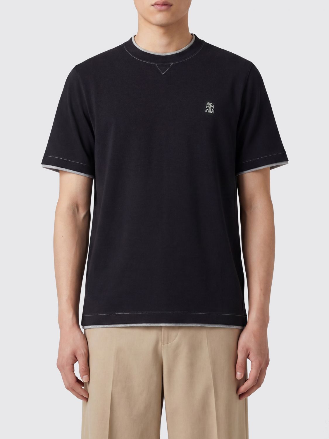 BRUNELLO CUCINELLI T-Shirt Men color Black 1　BRUNELLO CUCINELLI Tシャツ メンズ カラー ブラック 1 BRUNELLO