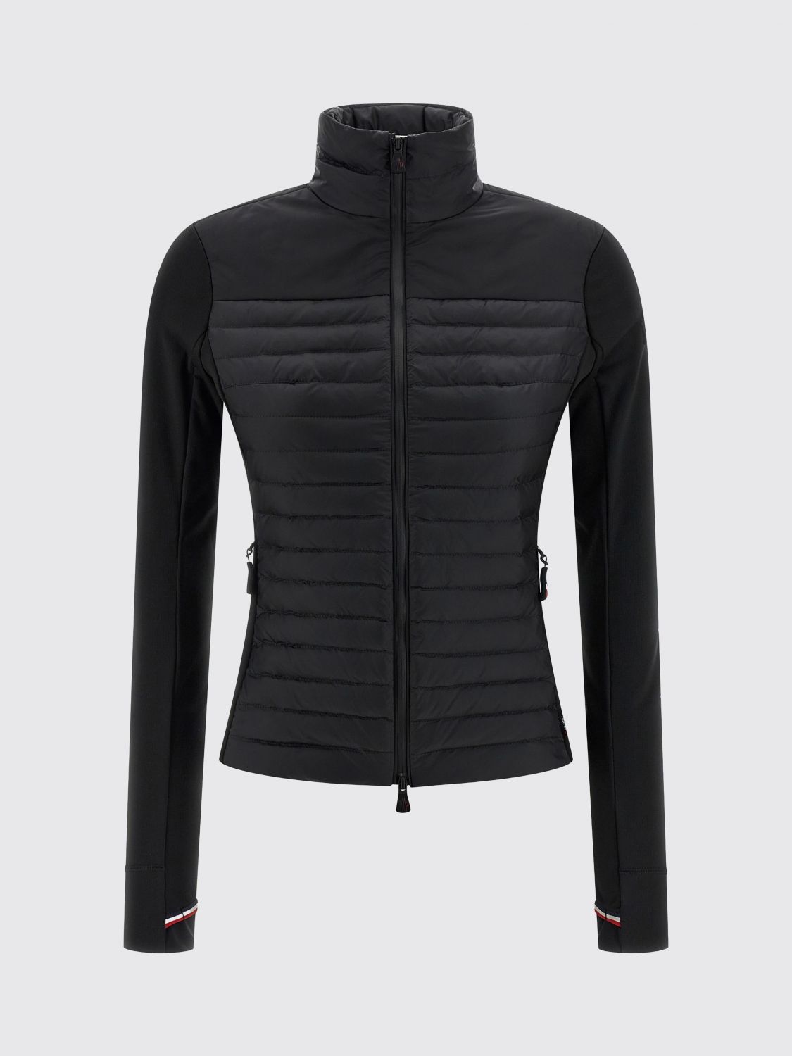 Moncler Quilted High Collar Long Sleeve Cardigan In Black
