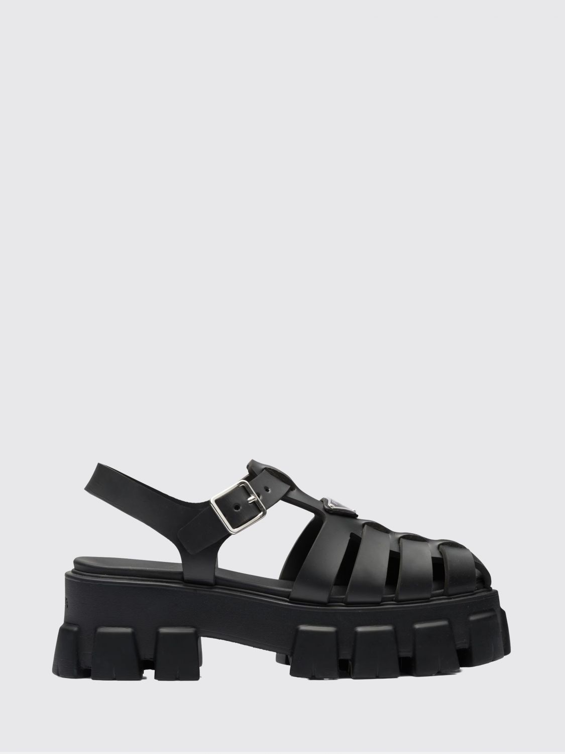 Prada Rubber Monolith Sandals In Black