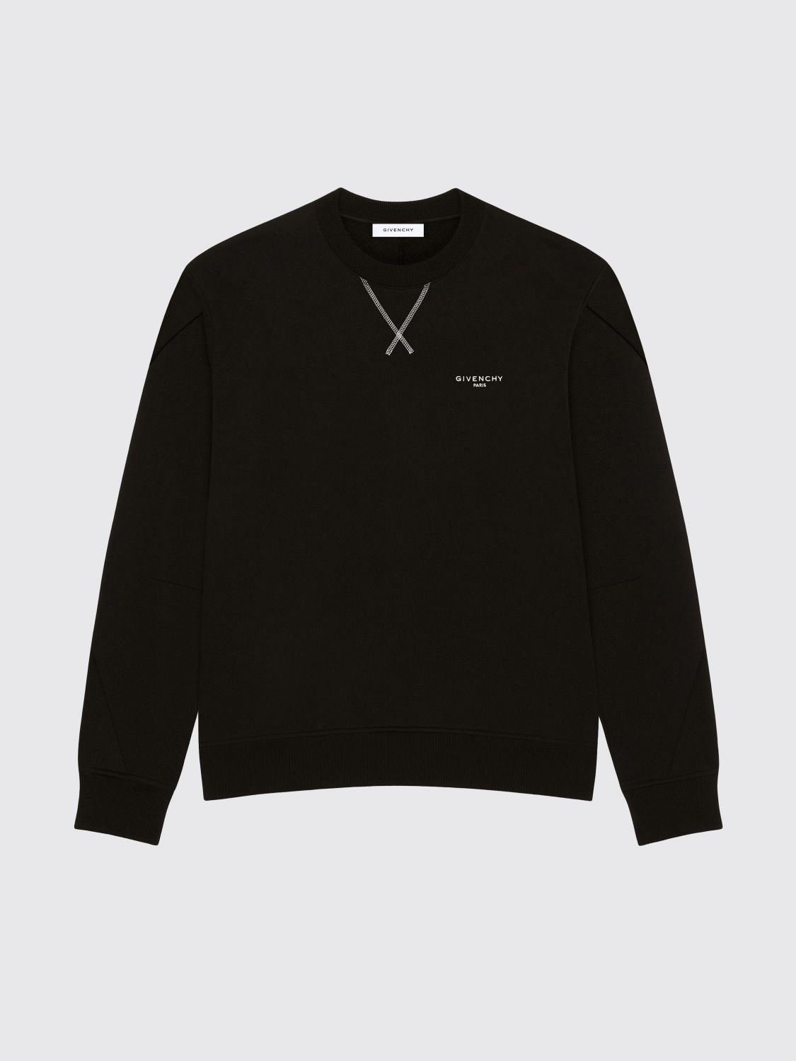 Givenchy Crew Neck Long Sleeve Ribbed Sweatshirt In Black