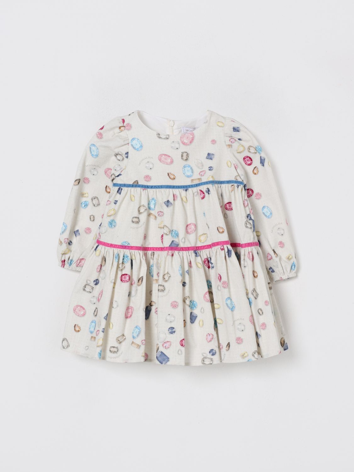 Monnalisa Kids' Rüschenkleid Mit Schmucksteinen In Multi