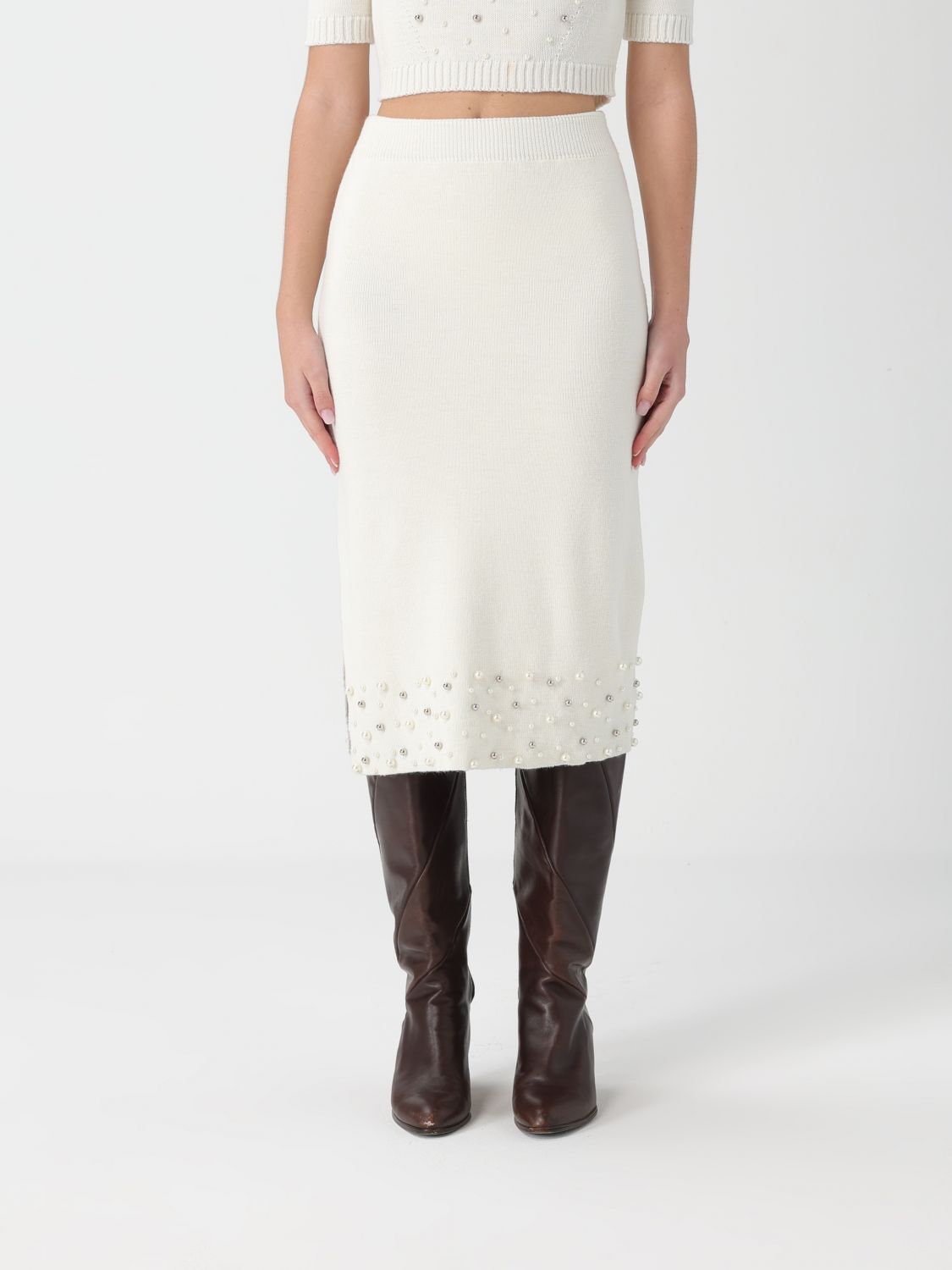 Simona Corsellini Skirt Woman Color Beige In White