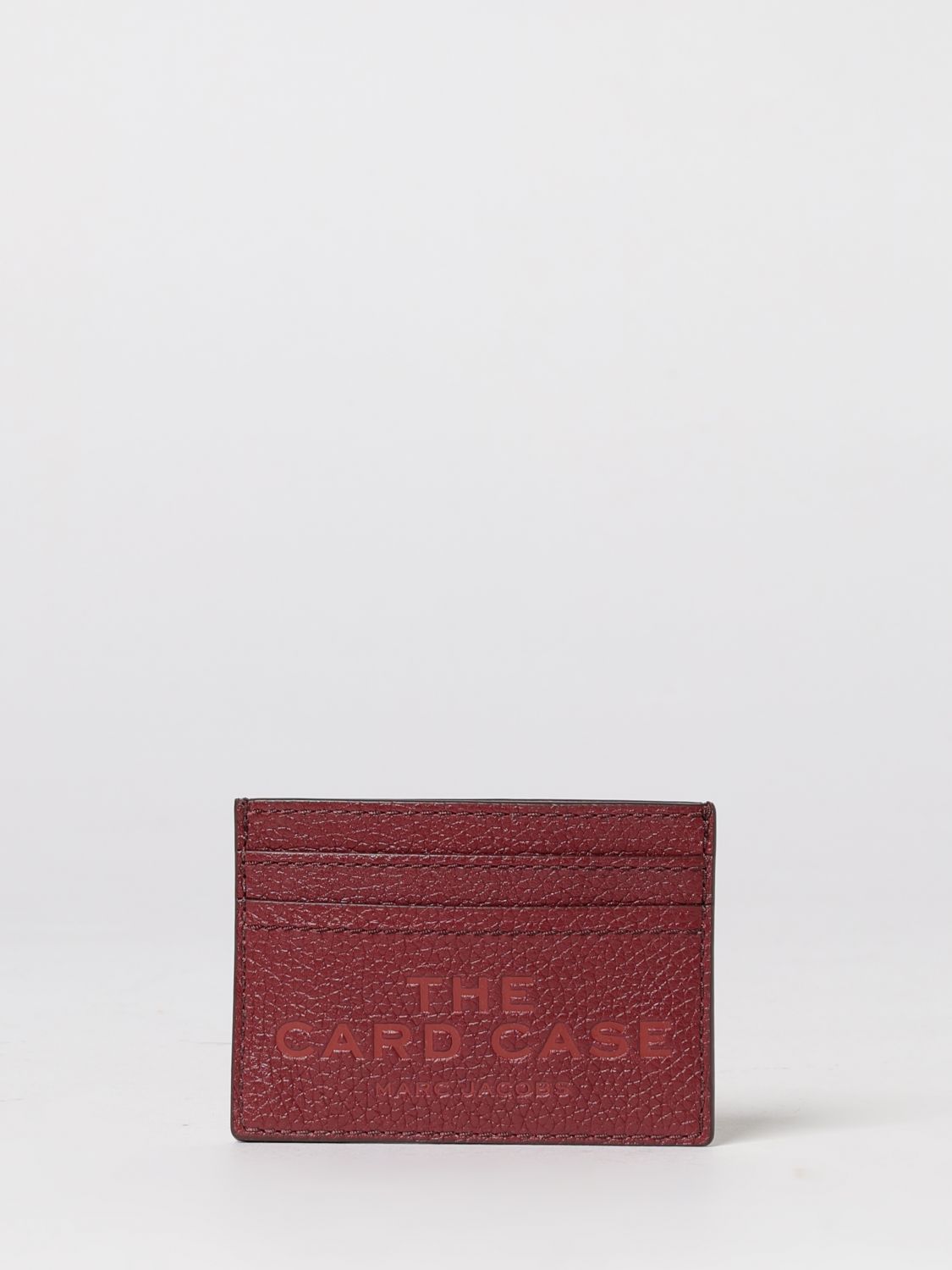 Marc Jacobs The Card Case Grained Leather Card Holder In Burgundy