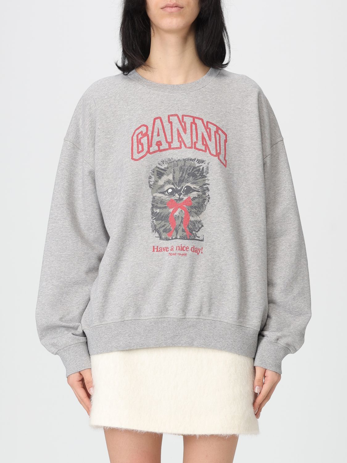 GANNI Sweatshirt Woman color Grey　GANNI スウェットシャツ レディース カラー グレー GANNI