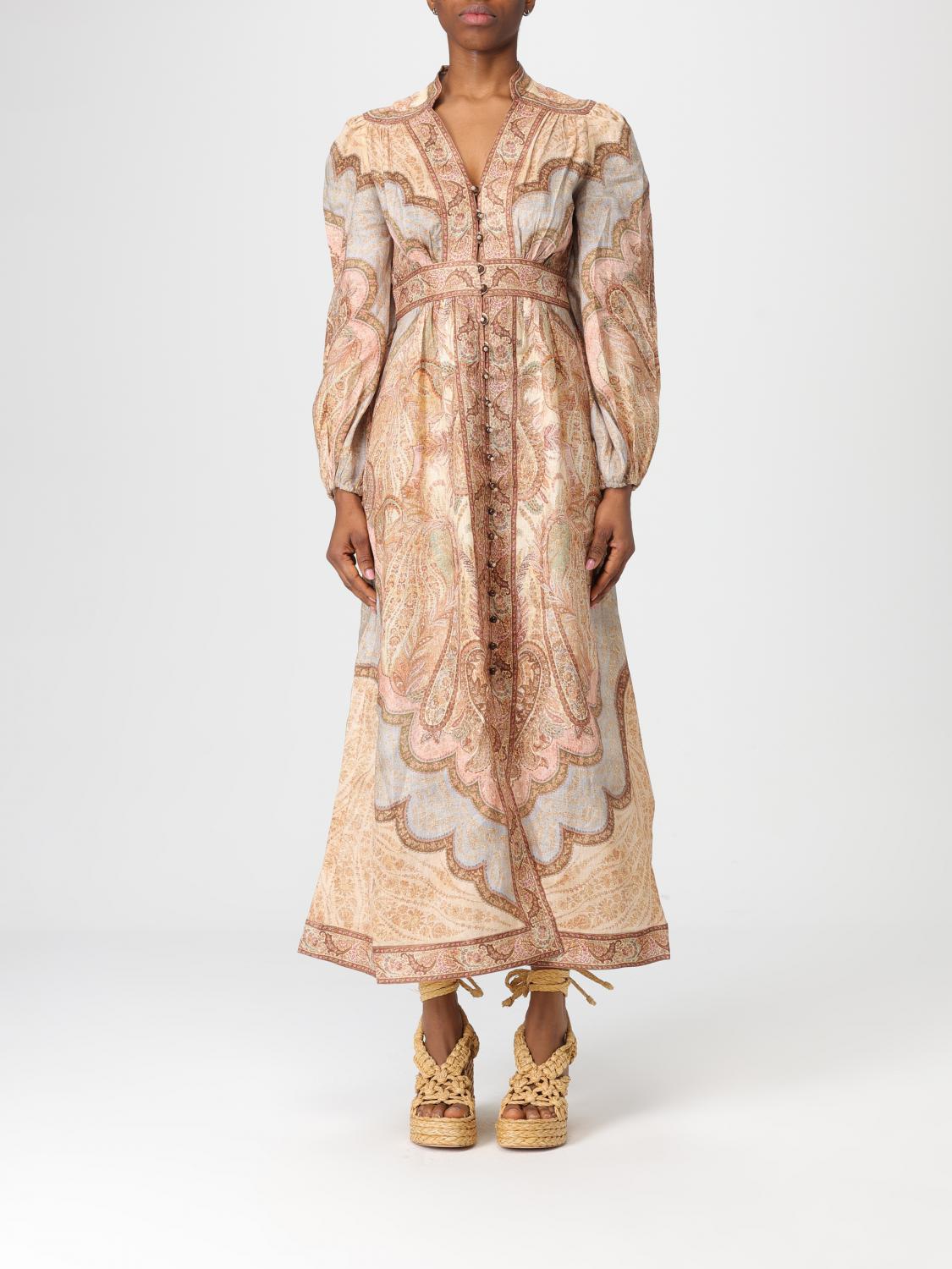 Zimmermann Womens Wanderlust Plunge Linen Midi Dress Tapestry Multi In Multi