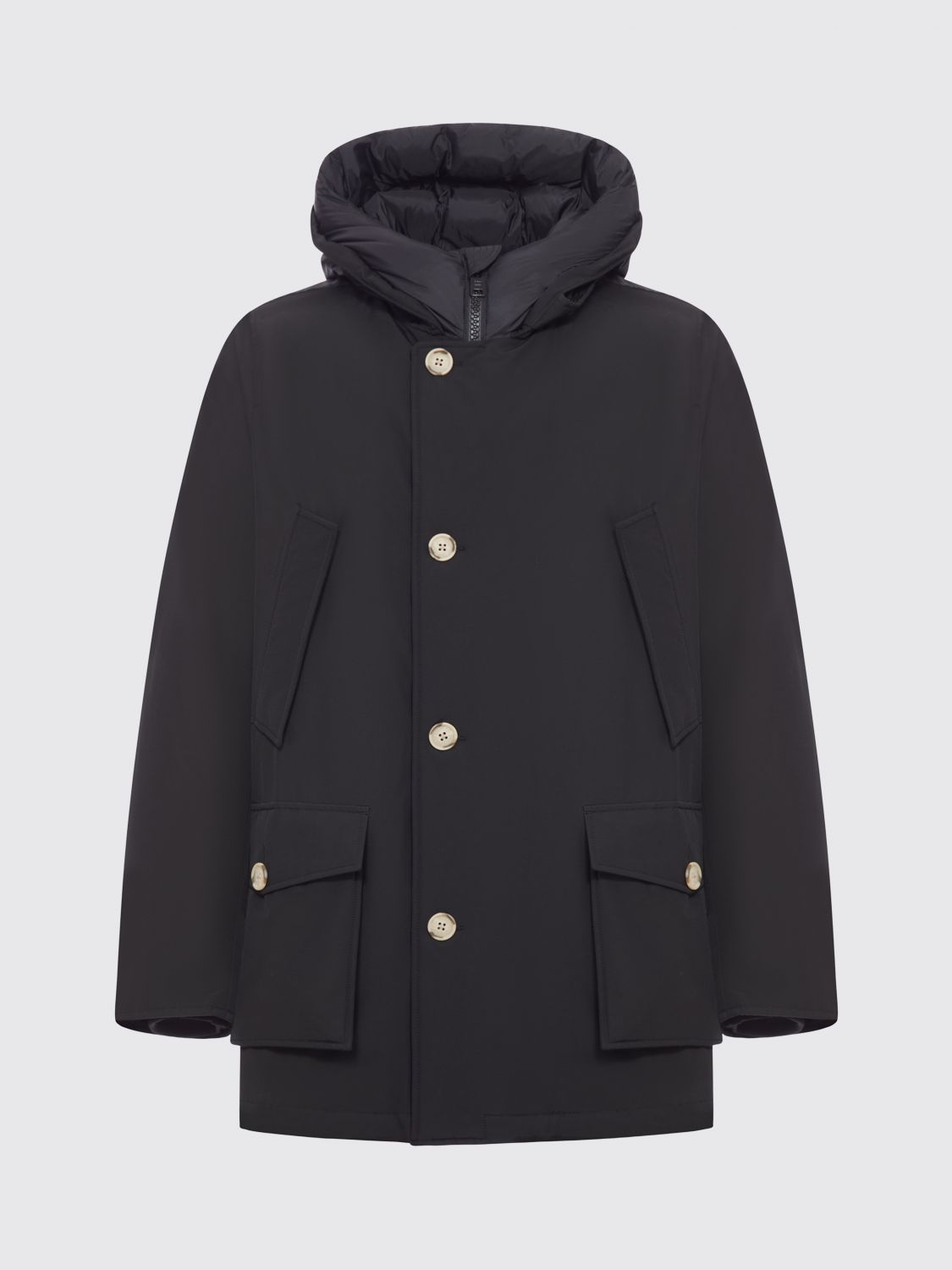 Woolrich Arctic Flap-pocket Coat In Black