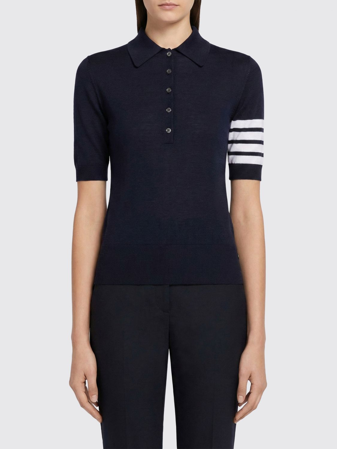 THOM BROWNE THOM BROWNE Polo Shirt Woman color Blue