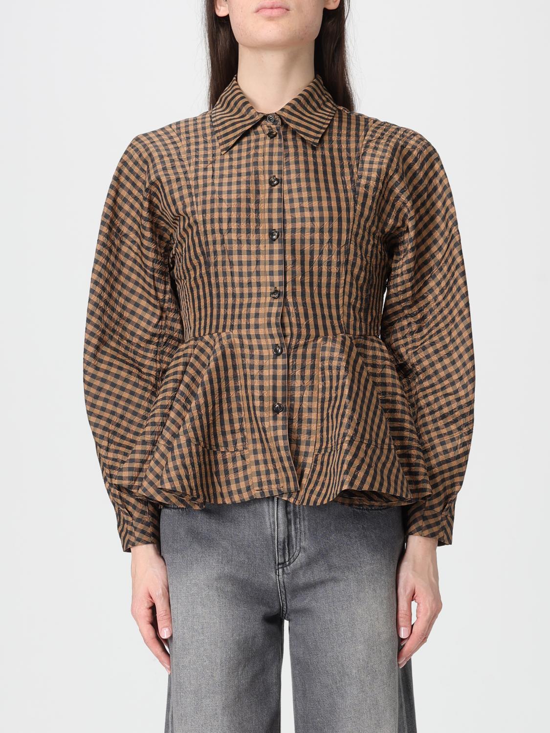 GANNI Shirt Woman color Tobacco　GANNI シャツ ウーマン カラー タバコ GANNI