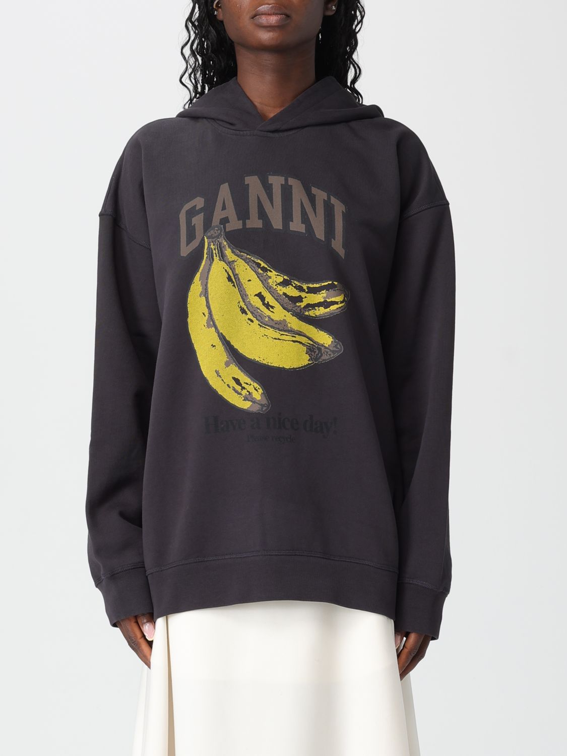 GANNI Sweatshirt Woman color Charcoal　GANNI スウェットシャツ ウィメンズ カラー チャコール GANNI