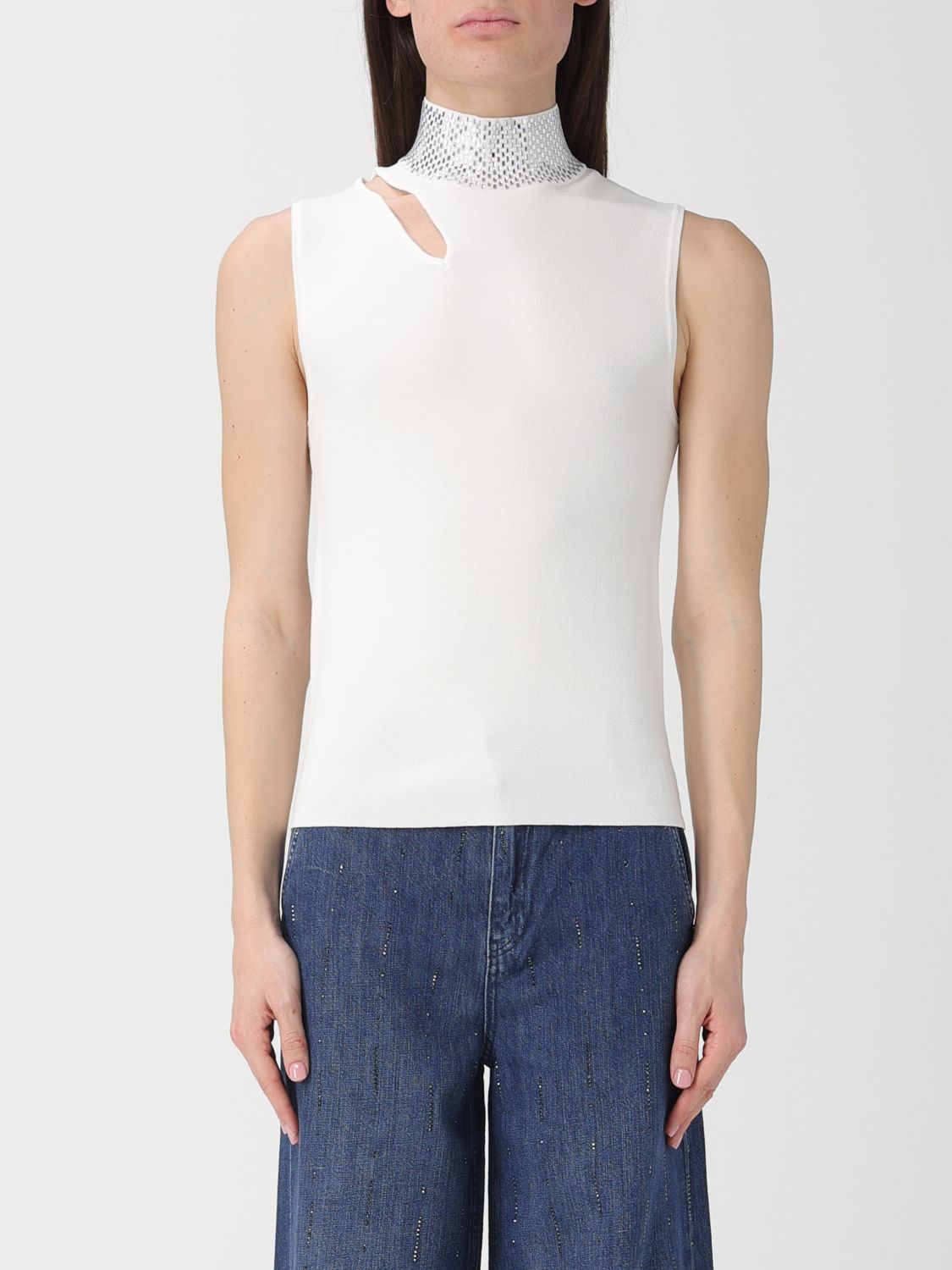 Maglia a v in viscosa con strass Liu Jo