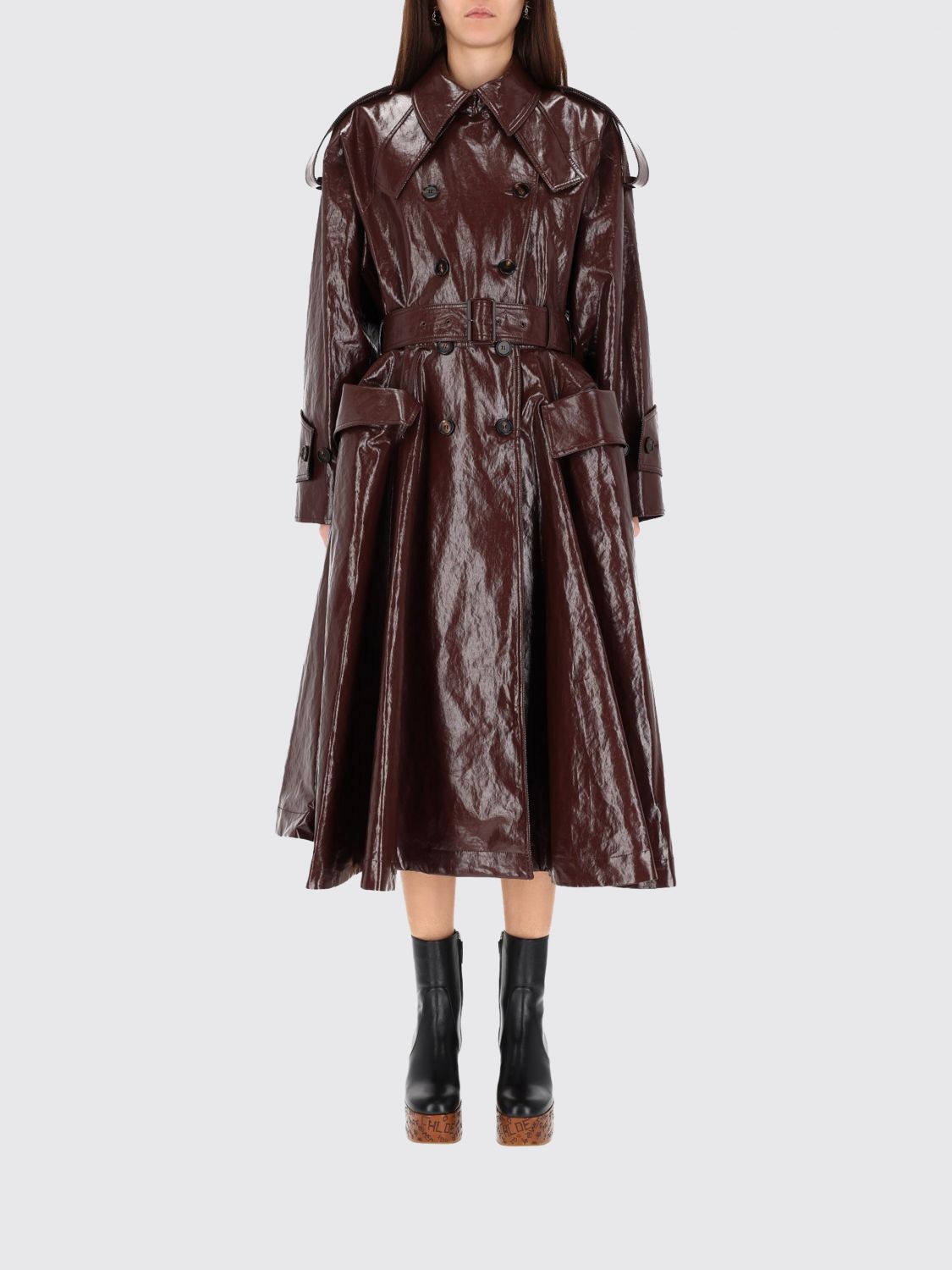 Chloé Coat Woman Color Violet In Brown